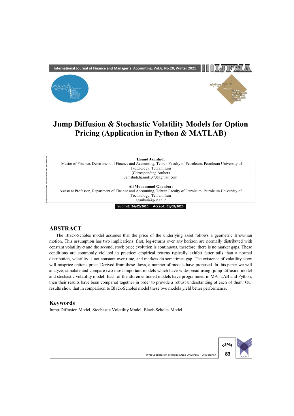 Jump Diffusion & Stochastic Volatility Models for Option Pricing