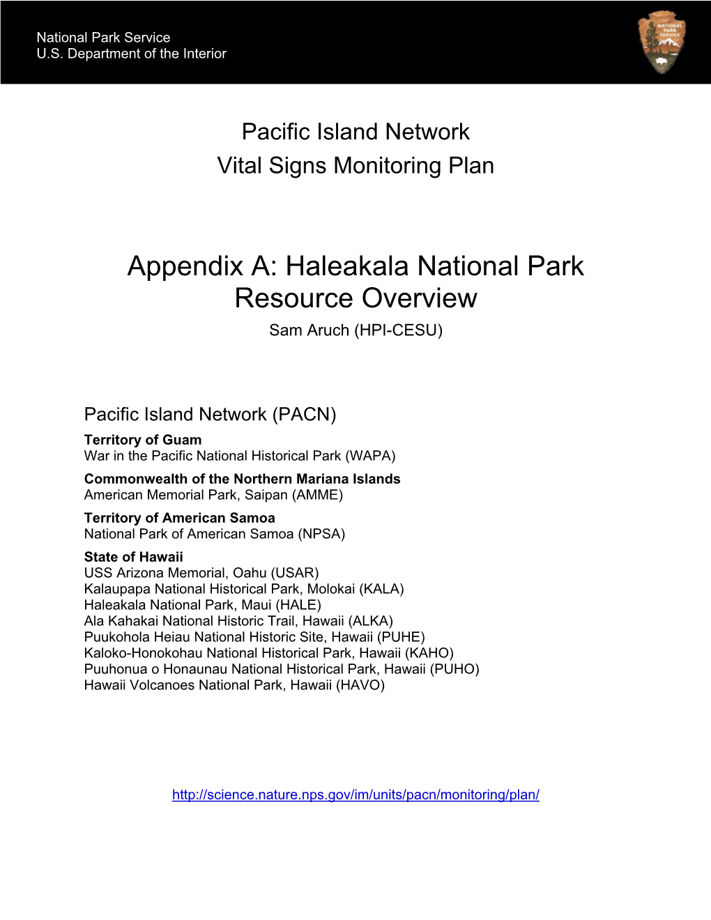 Appendix A: Haleakala National Park Resource Overview Sam Aruch (HPI-CESU)