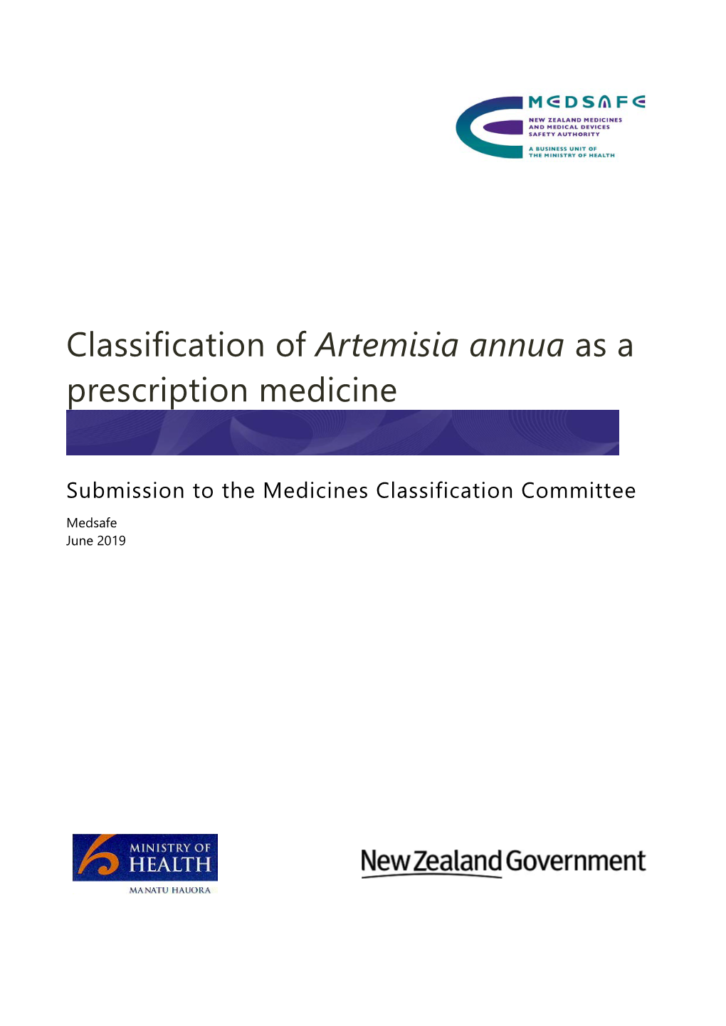 Classification of Artemisia Annua As a Prescription Medicine