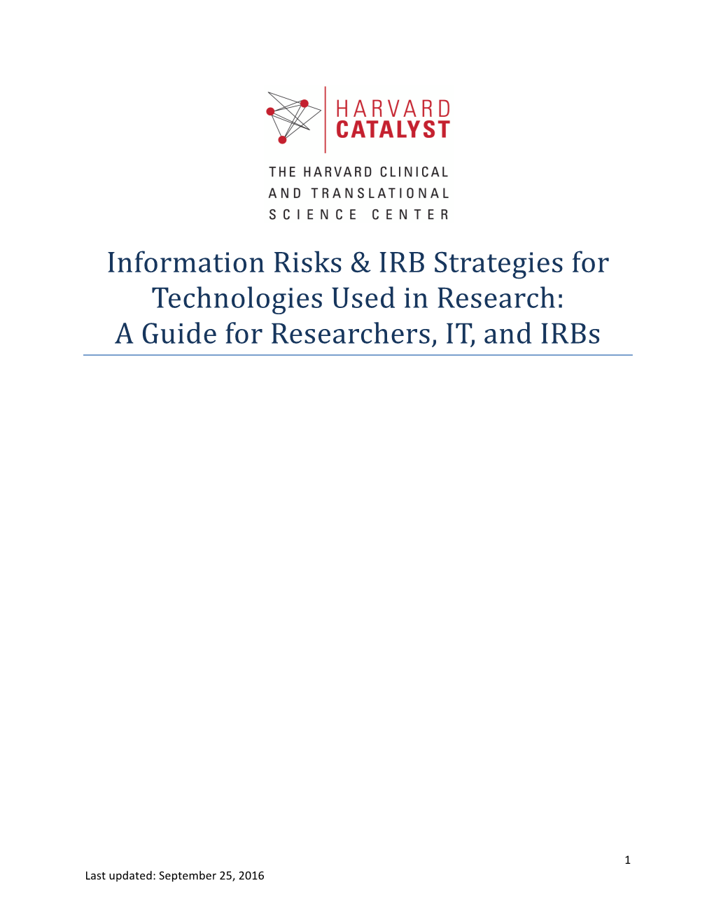 Information Risks & IRB Strategies for Technologies Used in Research