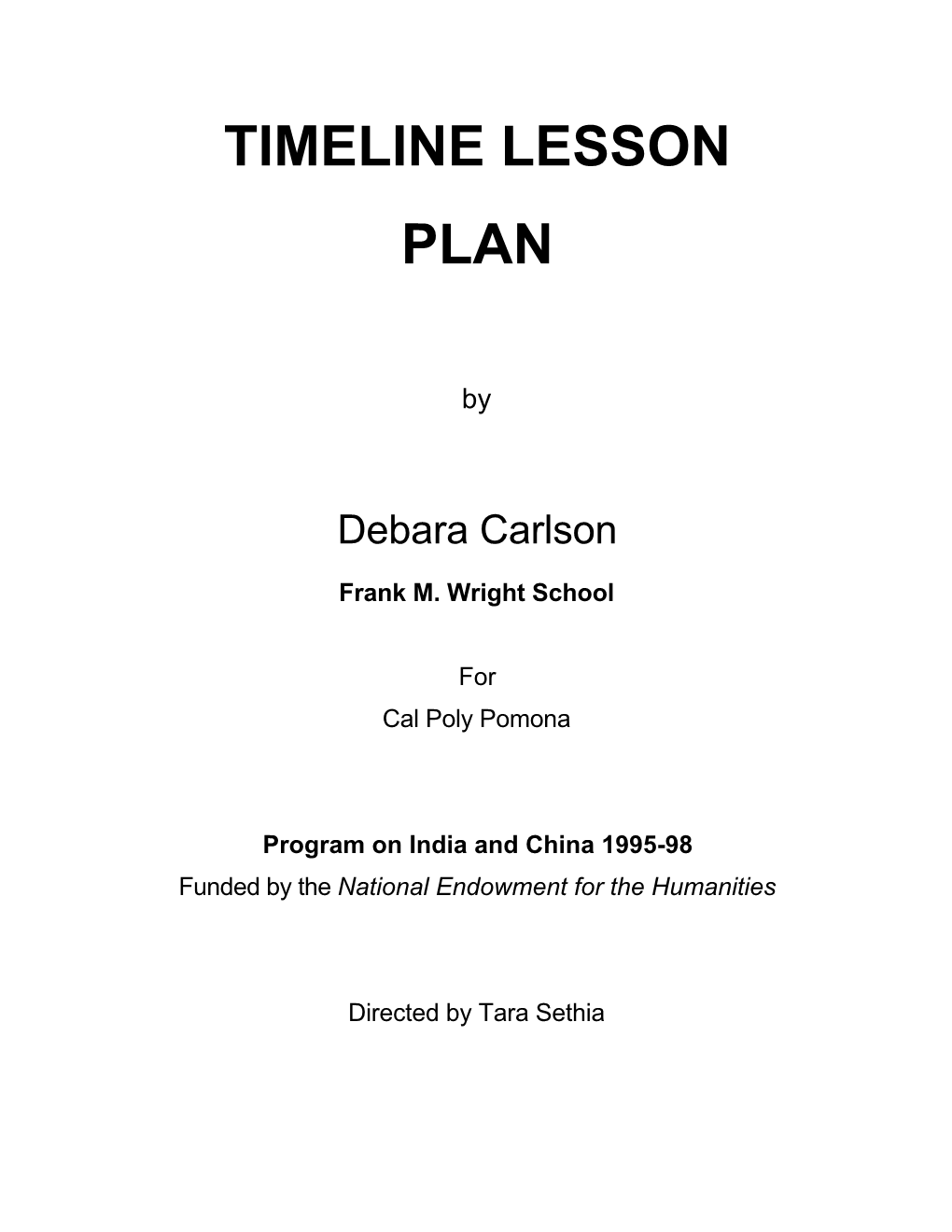 Timeline Lesson Plan