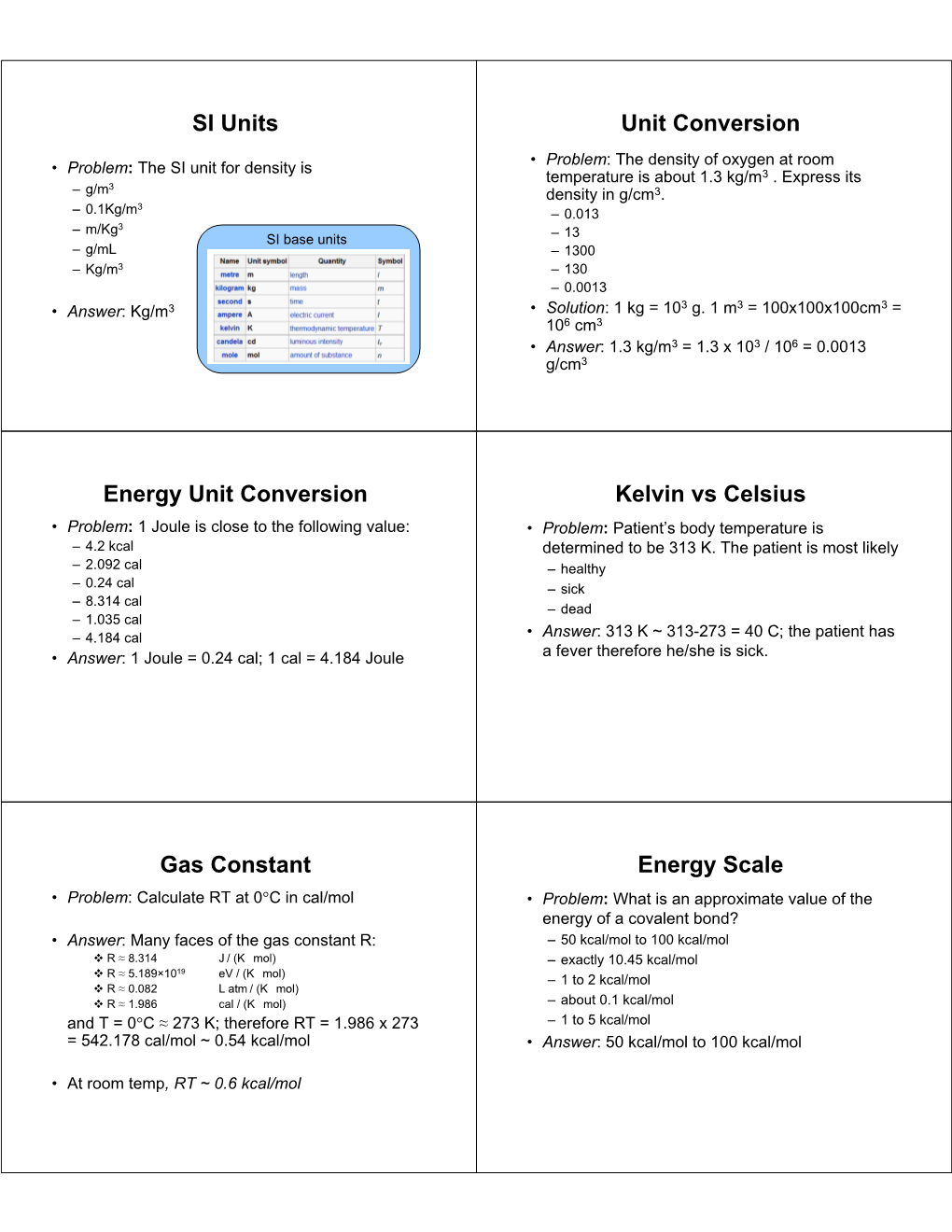 SI Units Unit Conversion Energy Unit Conversion Kelvin Vs Celsius Gas Constant Energy Scale