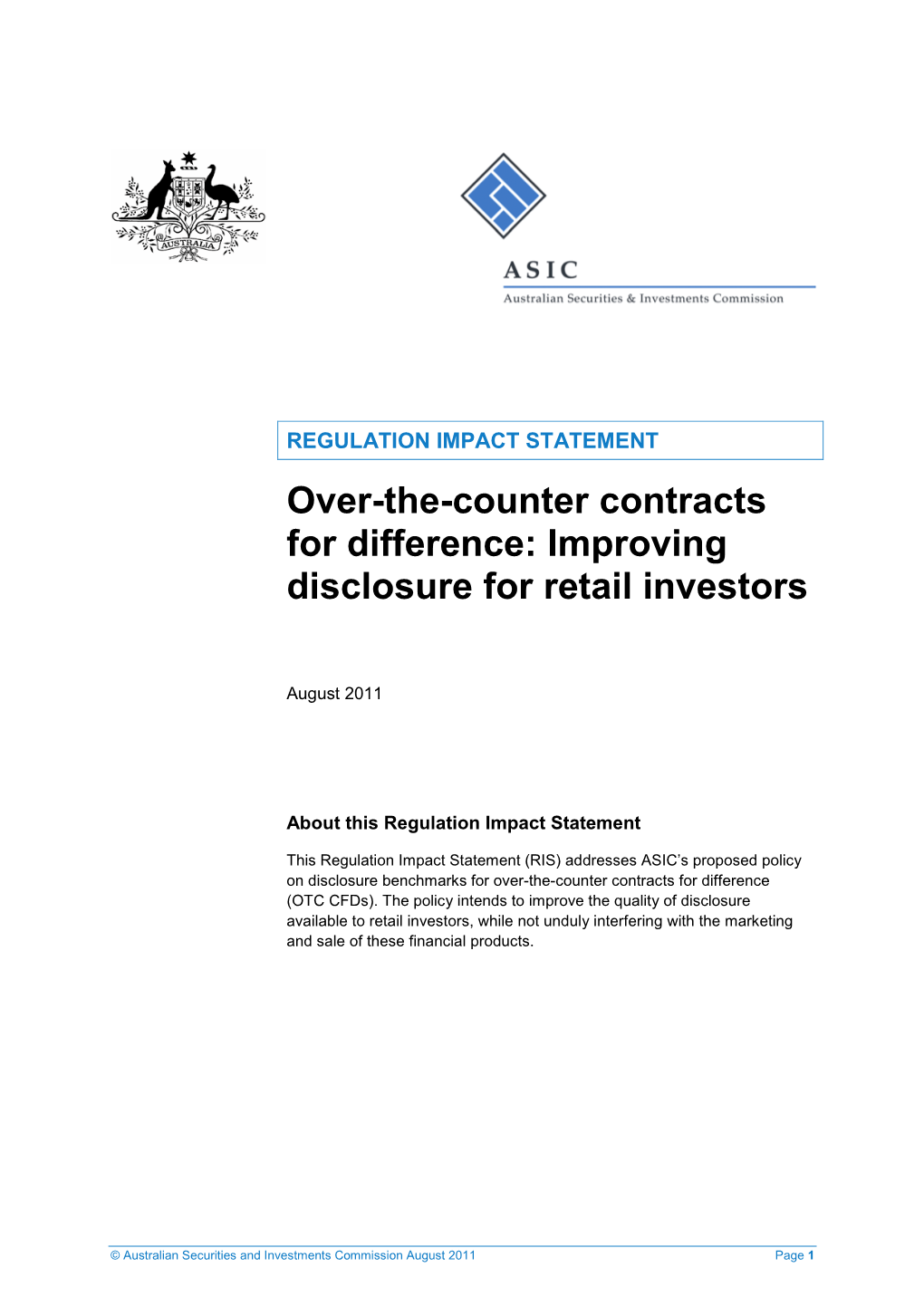 Over-The-Counter Contracts for Difference: Improving Disclosure for Retail Investors