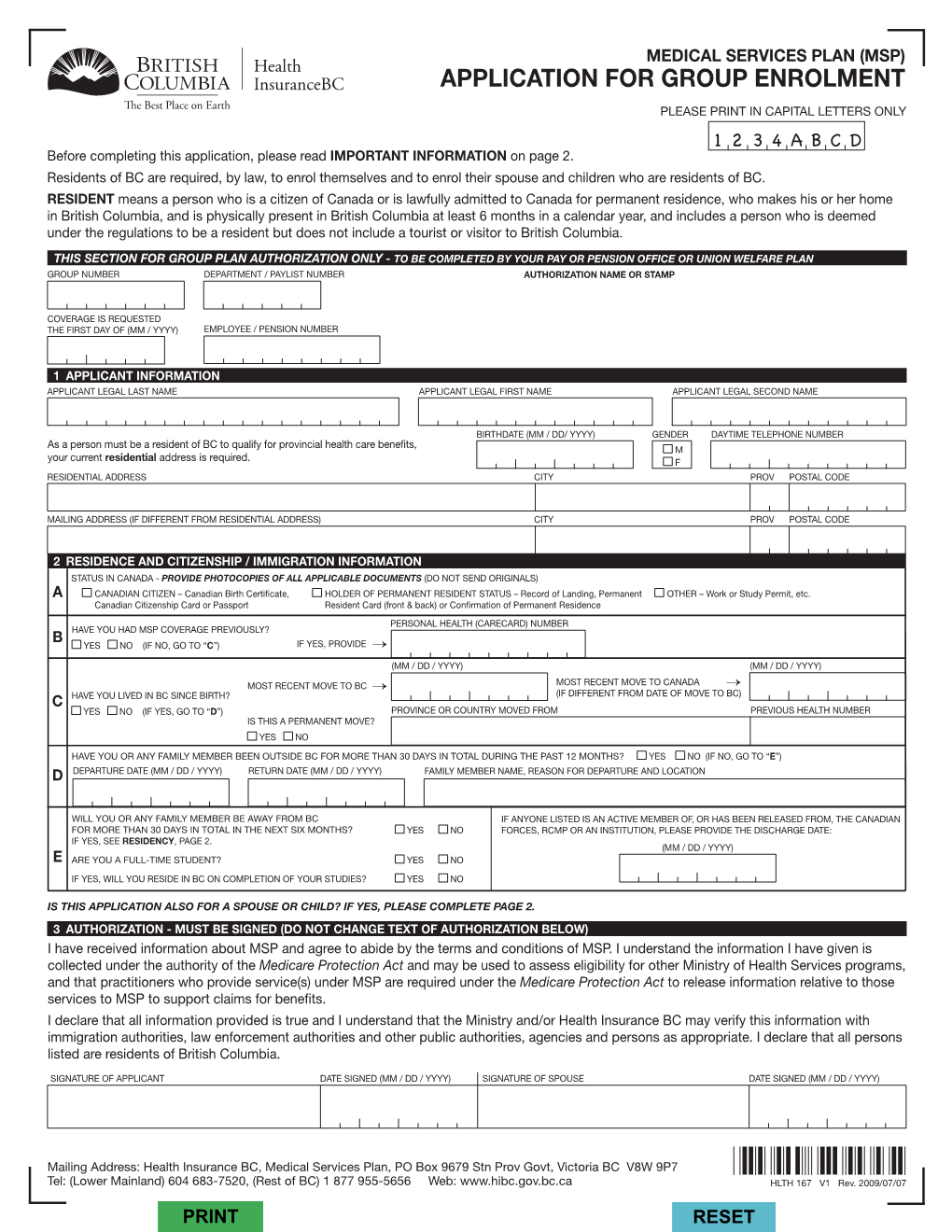 MSP Application for Group Enrolment