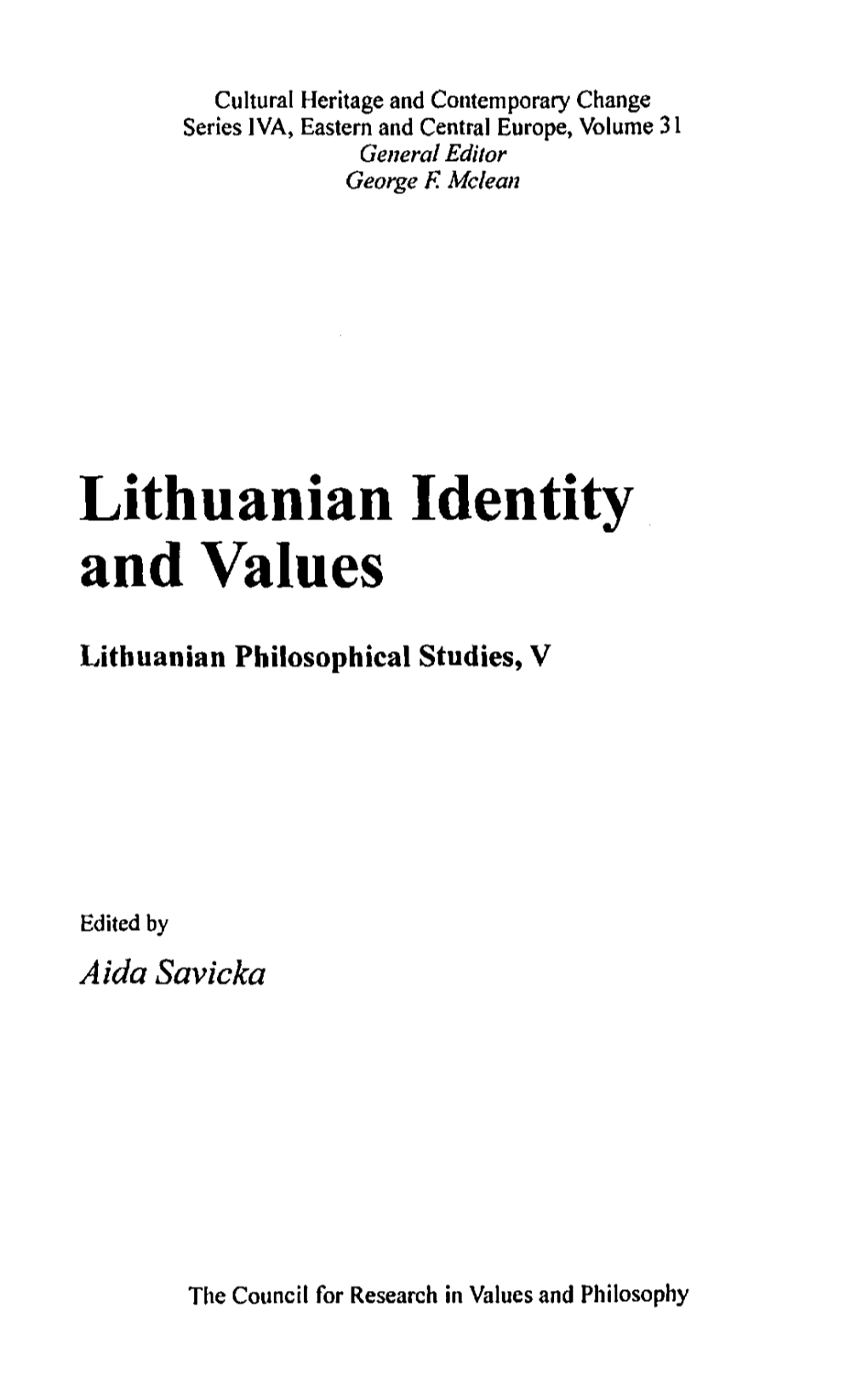 Lithuanian Identity and Values