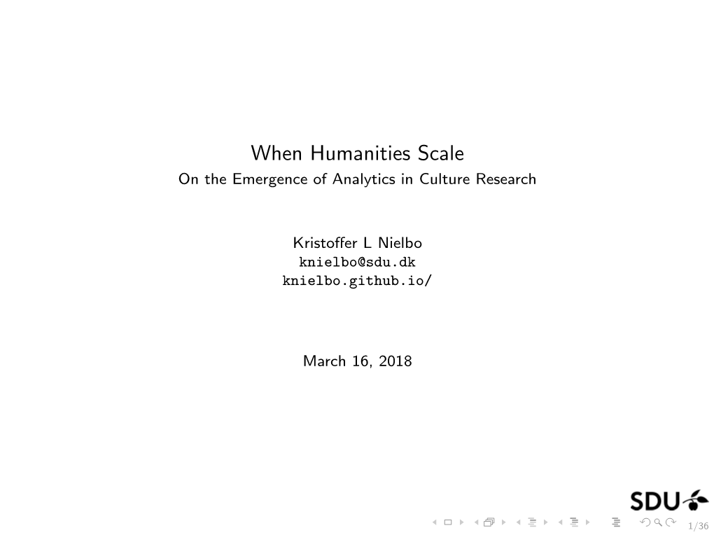When Humanities Scale on the Emergence of Analytics in Culture Research