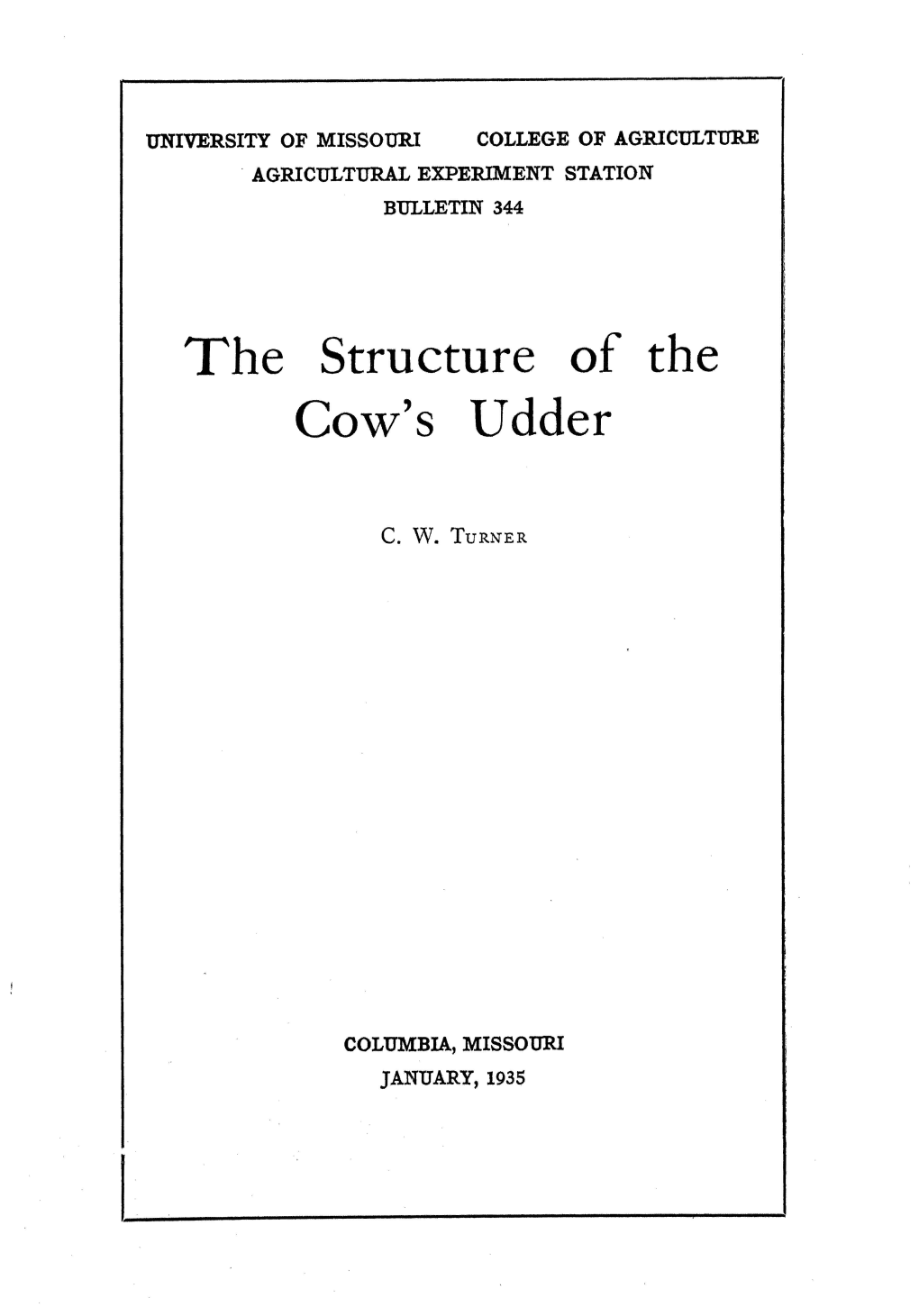 The Structure of the Cow's Udder