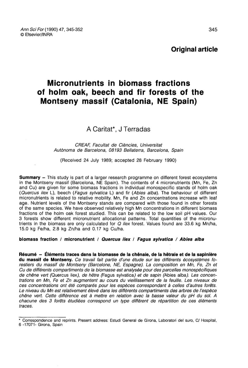 Montseny Massif (Catalonia, NE Spain)
