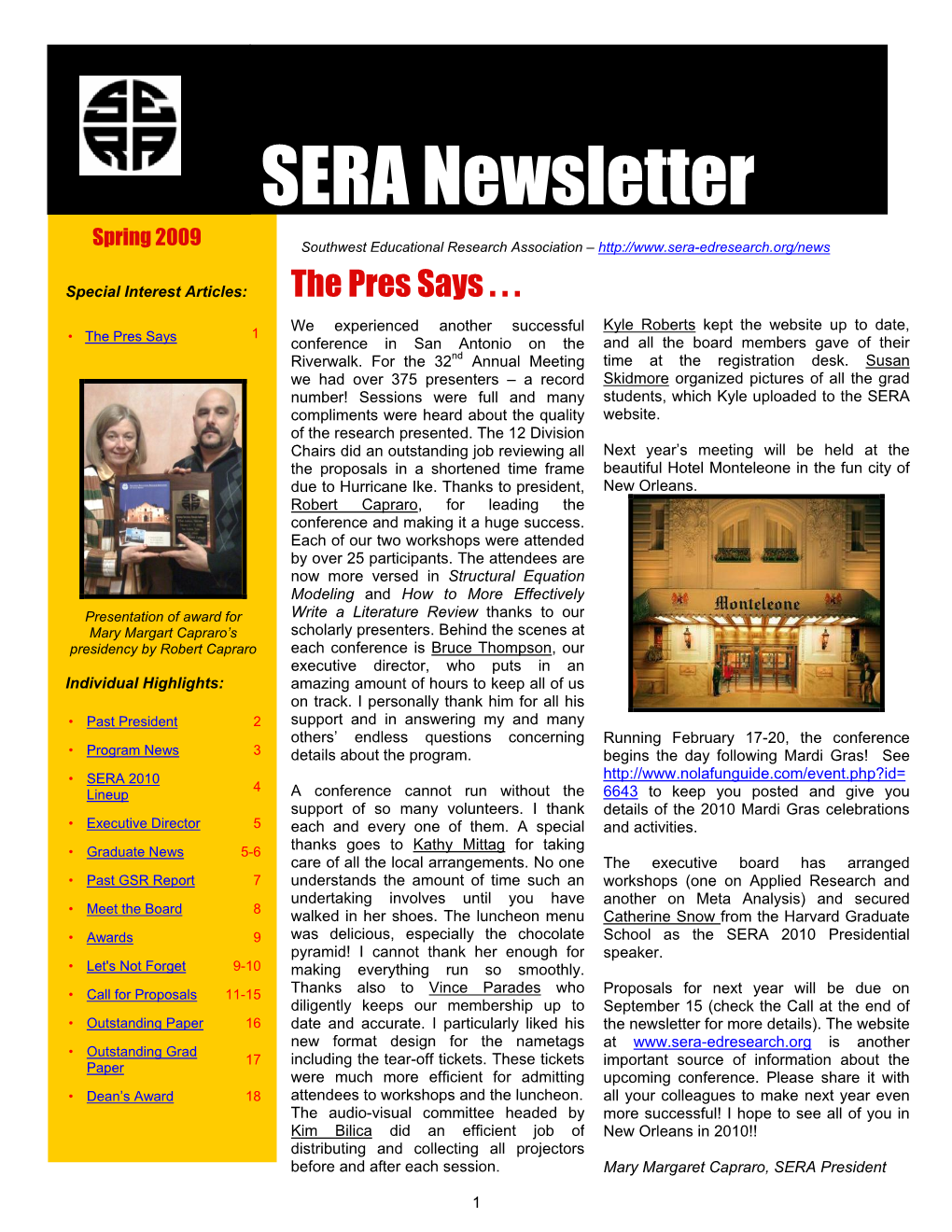 SERA Newsletter