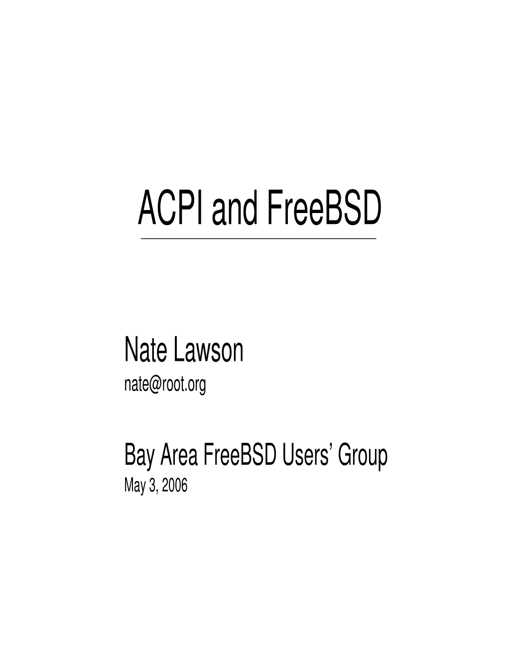 ACPI and Freebsd
