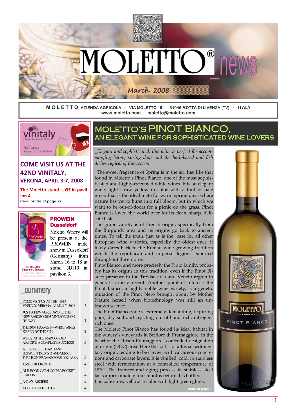Moletto's Pinot Bianco