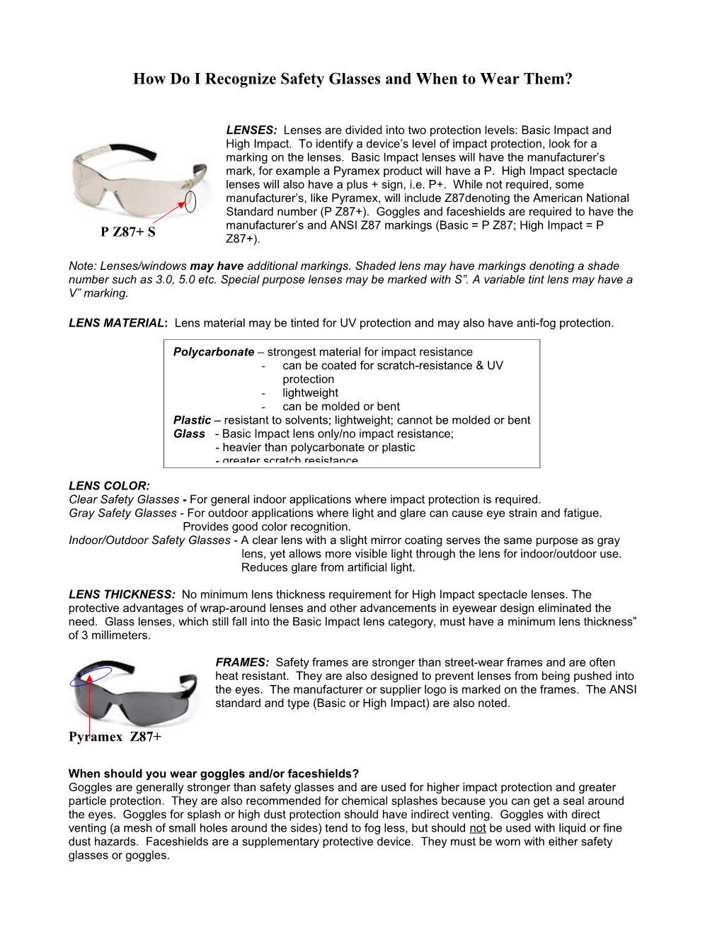 How Do I Recognize Safety Glasses and When to Wear Them