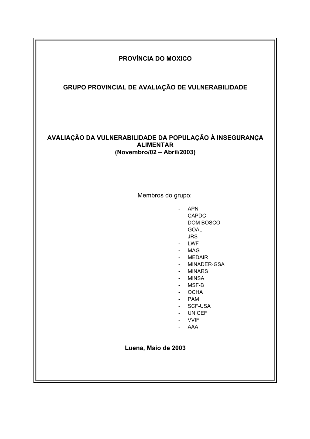 Unidade De Análise Da Vulnerabilidade E Mapas