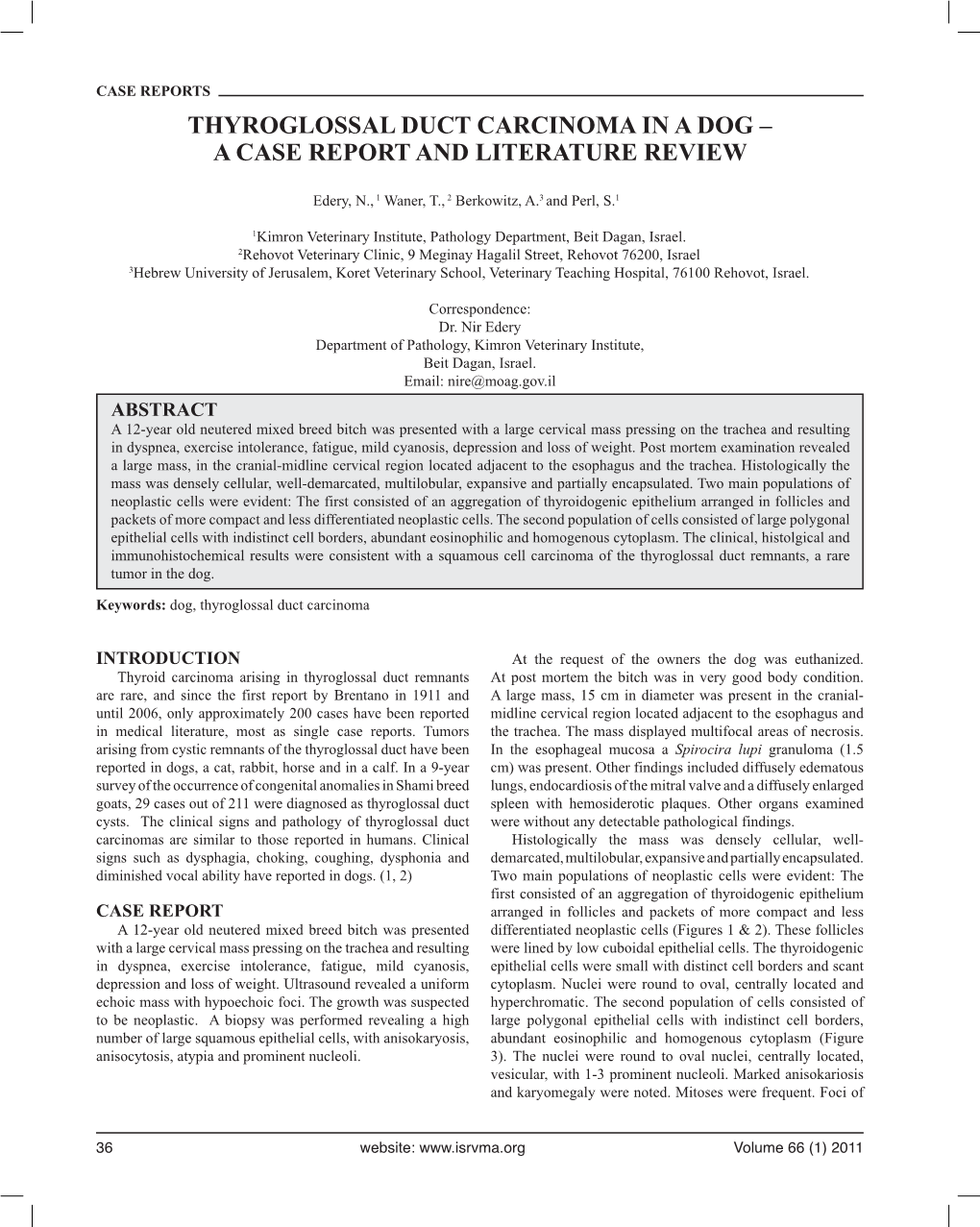 Thyroglossal Duct Carcinoma in a Dog – a Case Report and Literature Review