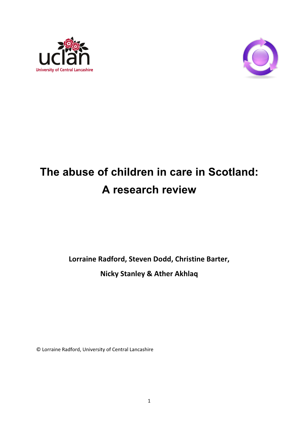 The Abuse of Children in Care in Scotland: a Research Review