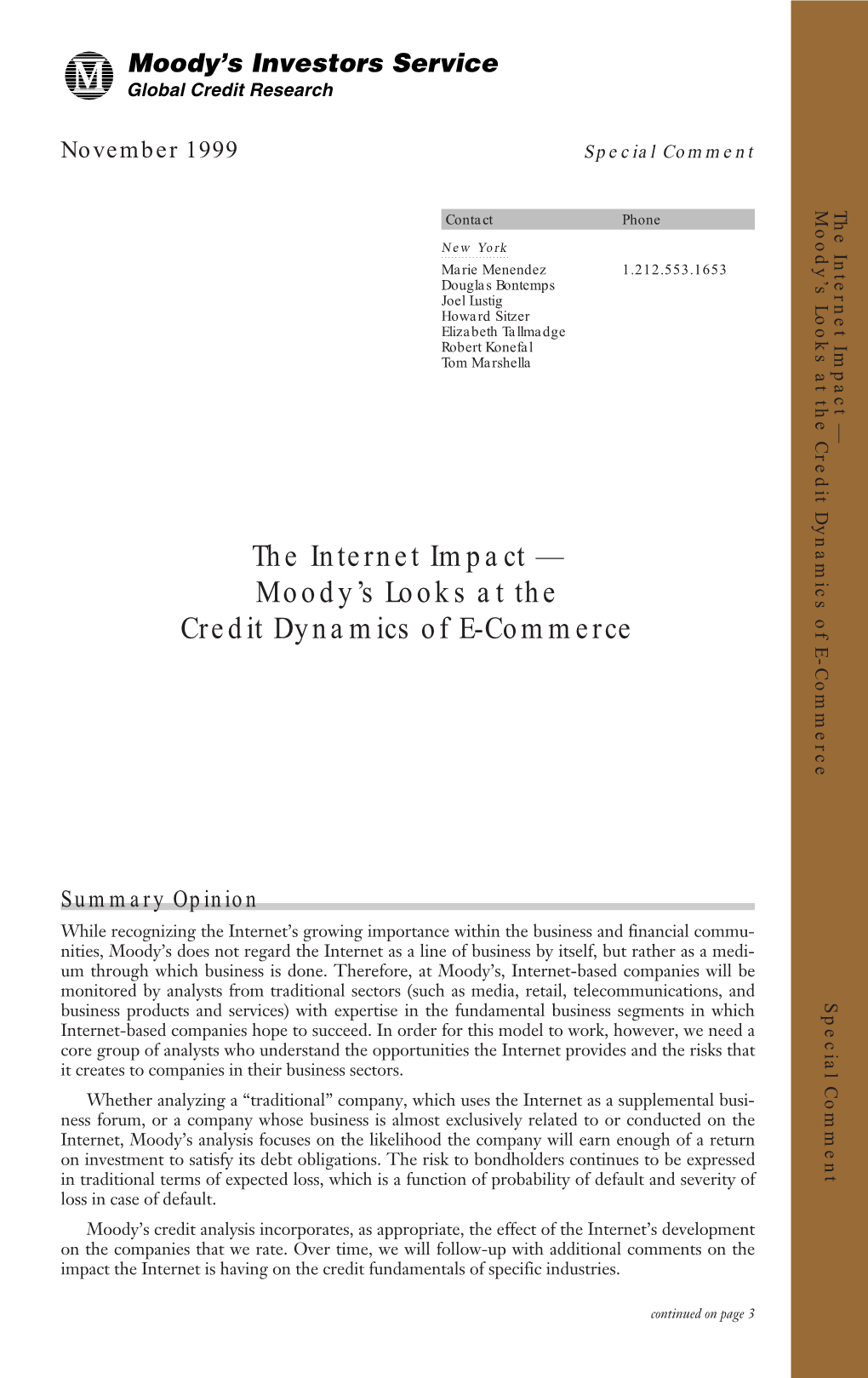 Moody's Looks at the Credit Dynamics of E-Commerce
