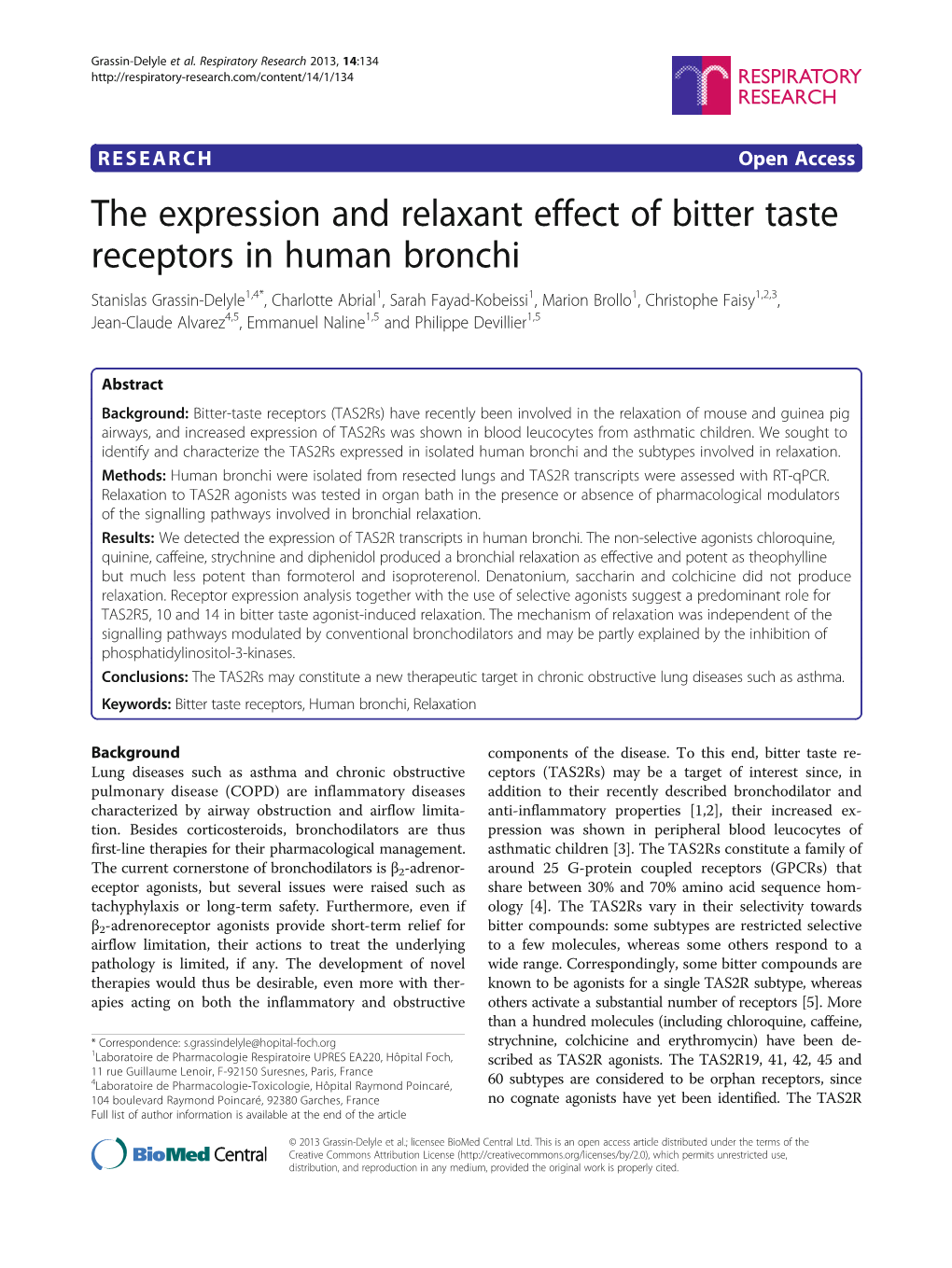 The Expression and Relaxant Effect of Bitter Taste Receptors in Human
