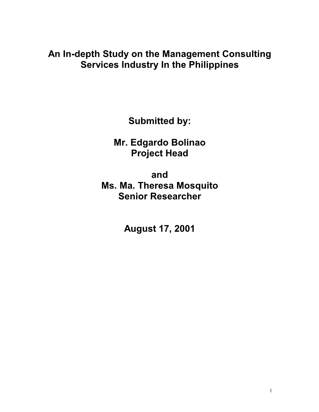 An In-Depth Study on the Management Consulting Services Industry in the Philippines