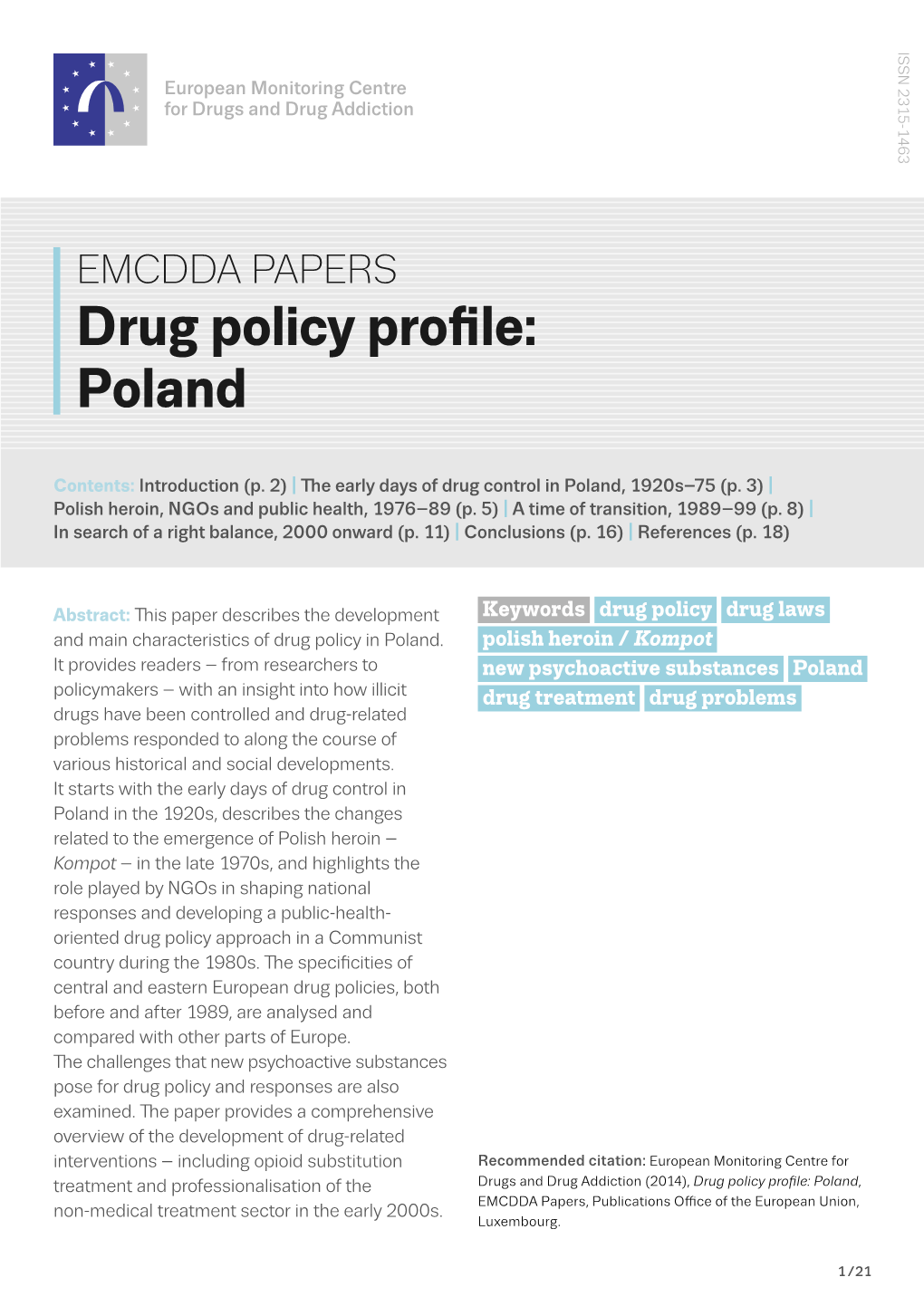 EMCDDA PAPERS Drug Policy Profile: Poland