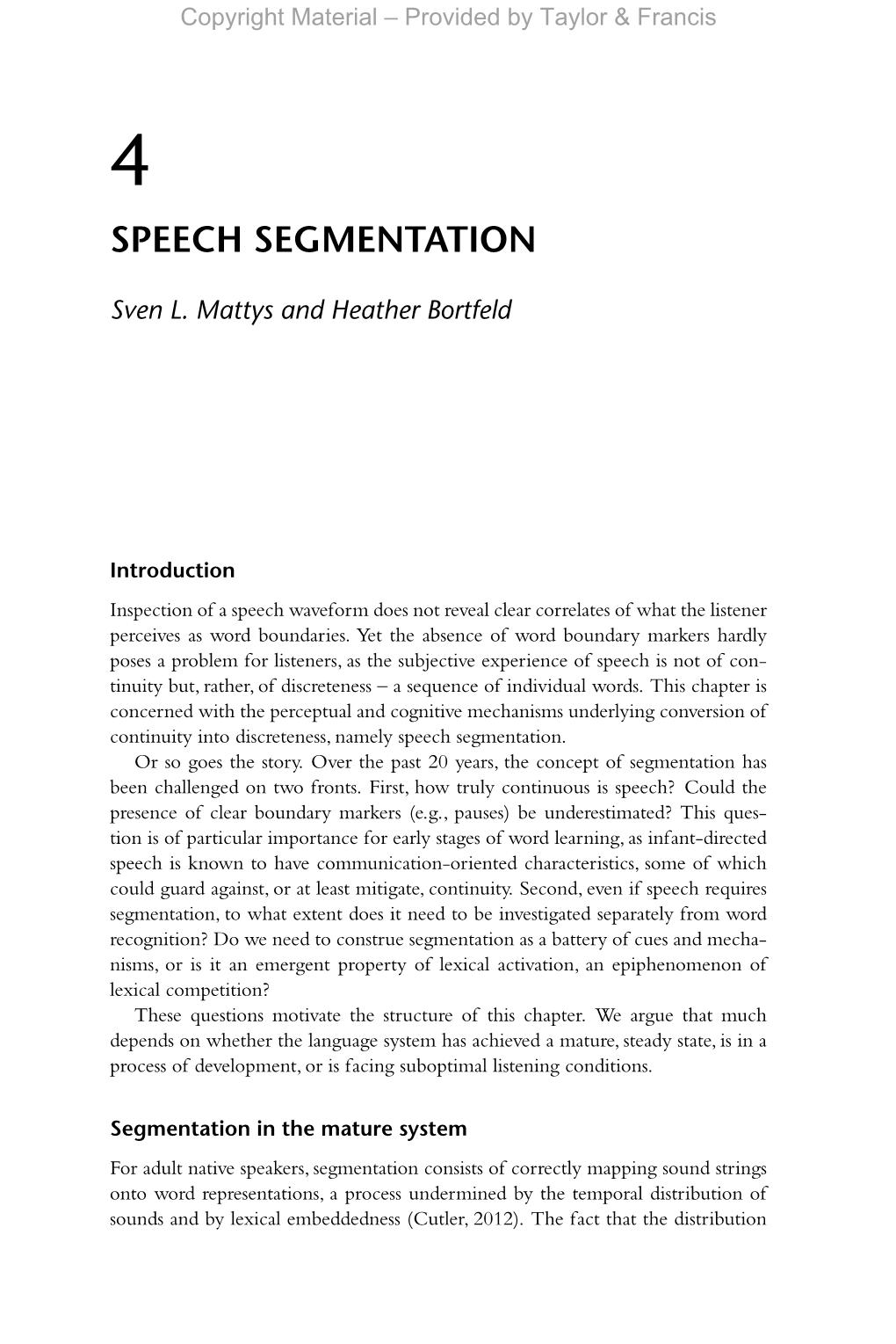 Speech Segmentation