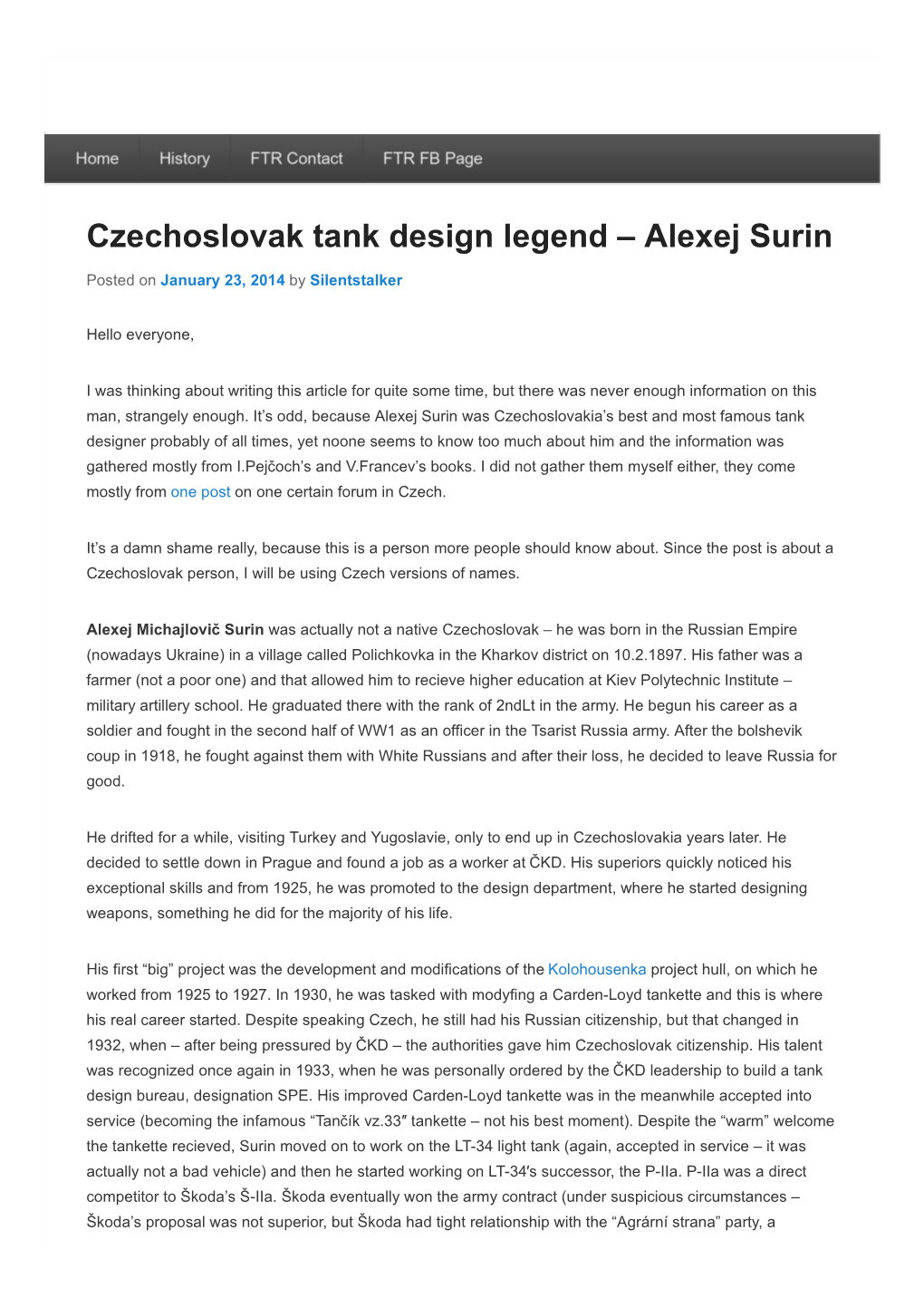 Czechoslovak Tank Design Legend – Alexej Surin | for the Record