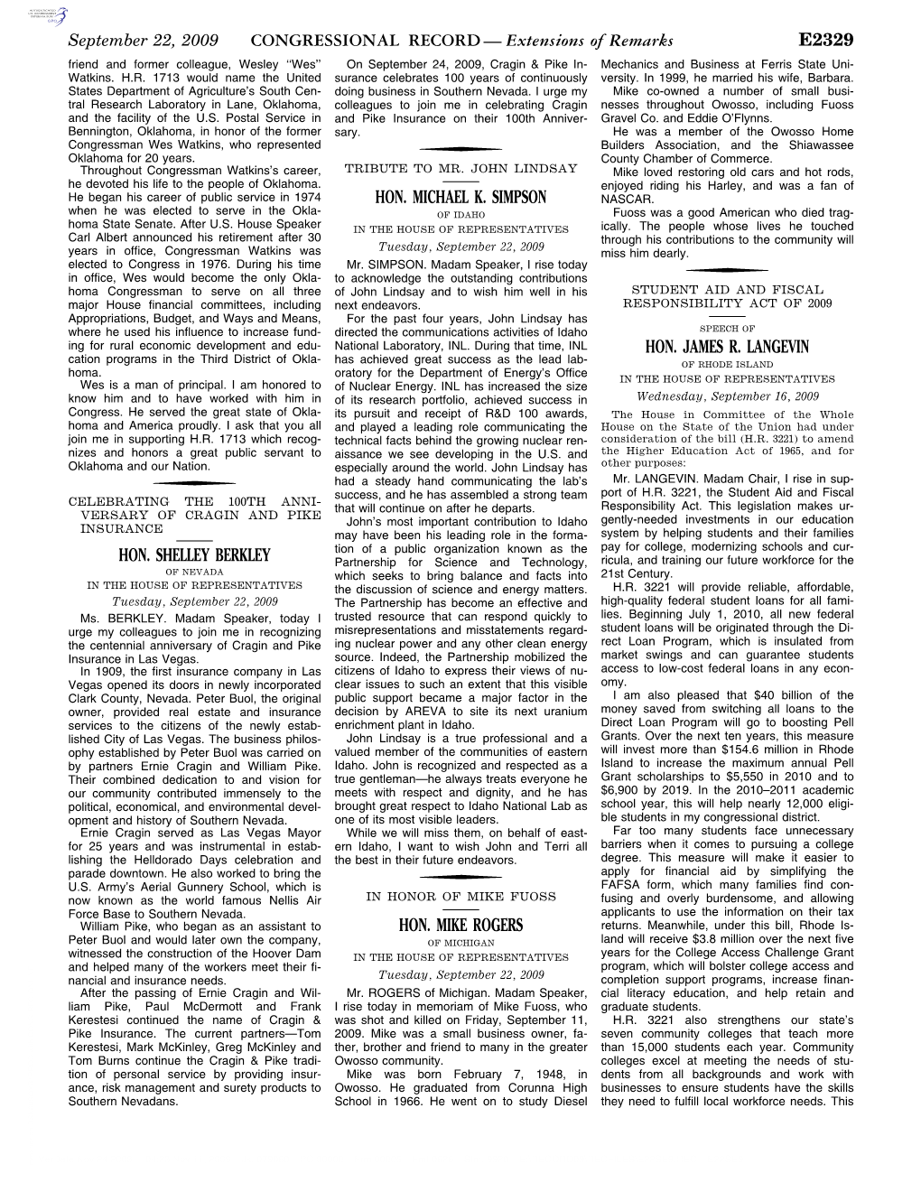 CONGRESSIONAL RECORD— Extensions of Remarks E2329 HON