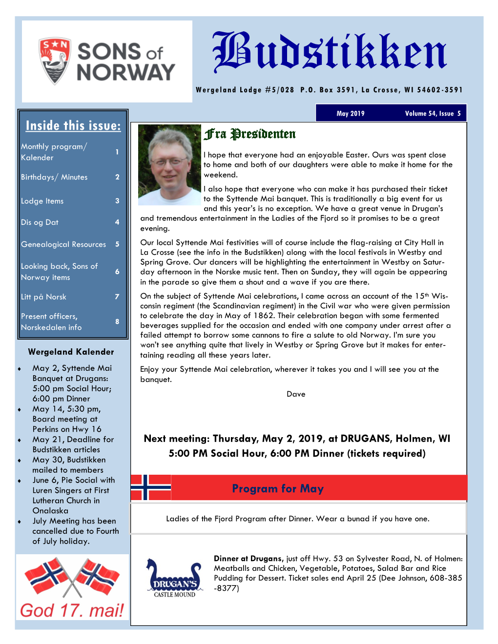 Wergeland Newsletter May 2019