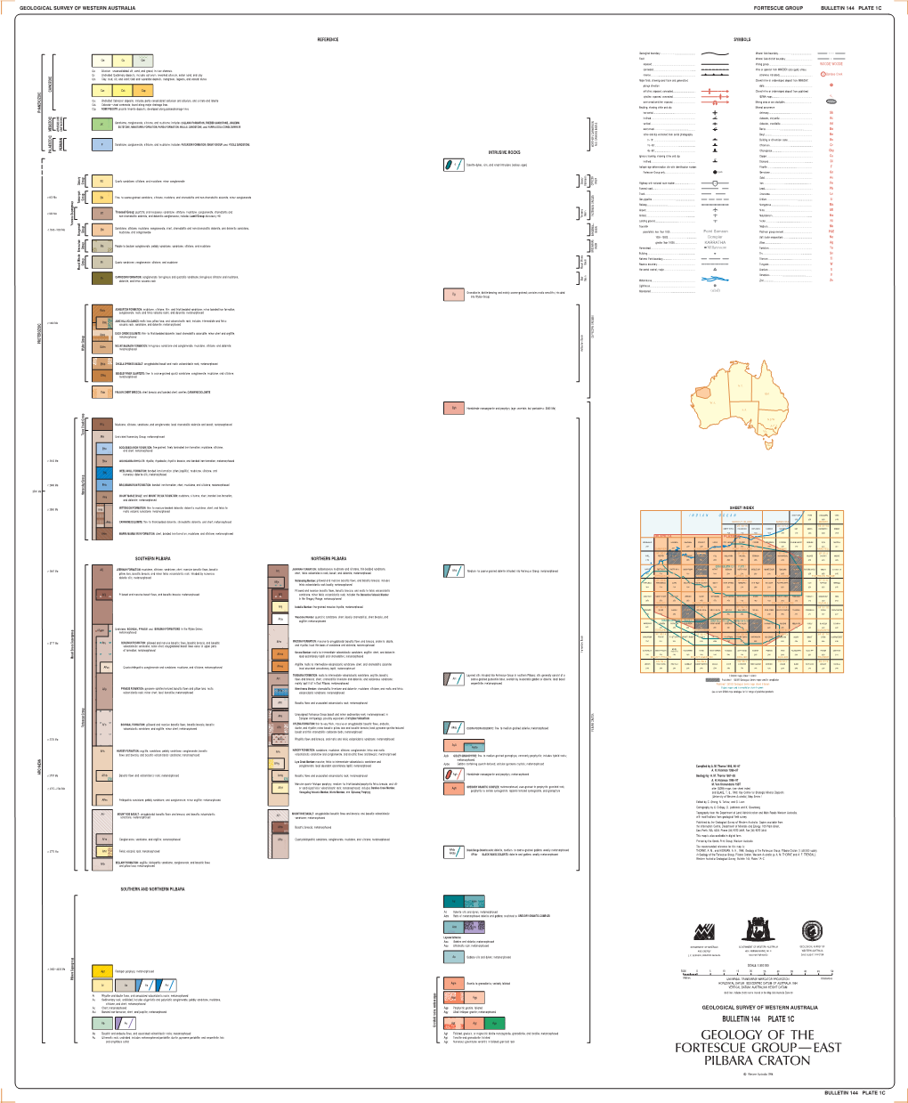 Bulletin 144 Plate 1C: Geology of the Fortescue Group, Pilbara Craton, Reference for Plates 1A and 1B