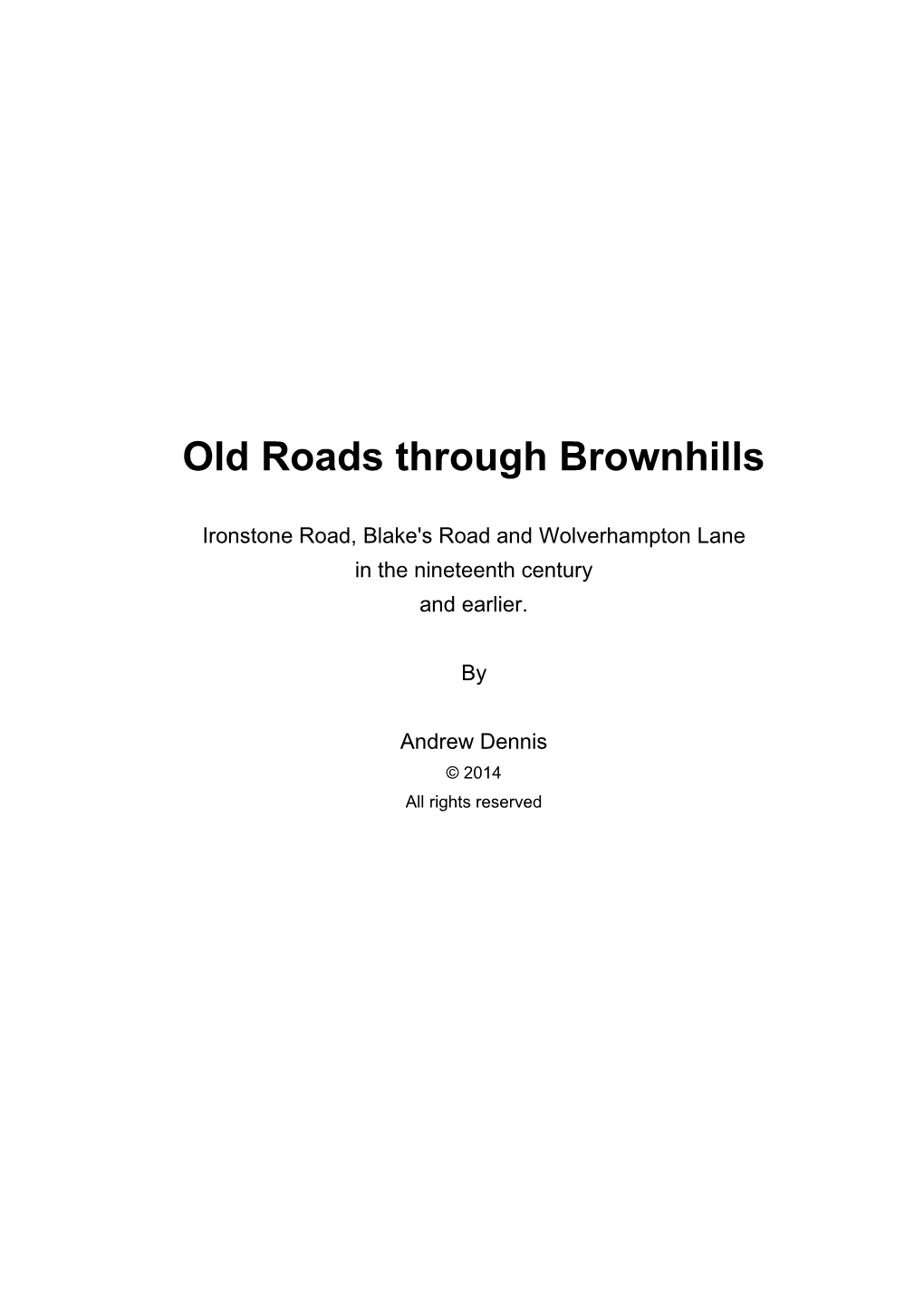 Old Roads Through Brownhills