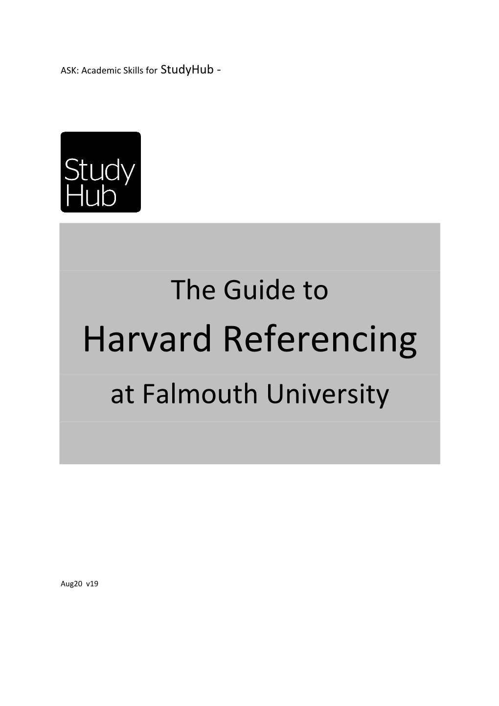 Harvard Referencing at Falmouth University