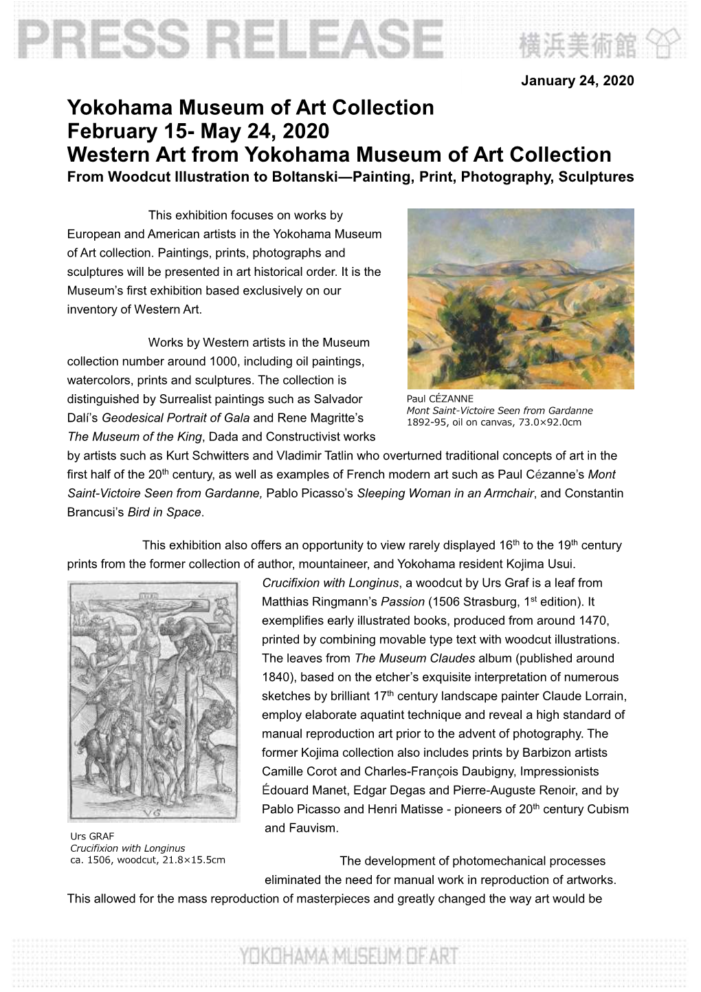 May 24, 2020 Western Art from Yokohama Museum of Art Collection from Woodcut Illustration to Boltanski―Painting, Print, Photography, Sculptures