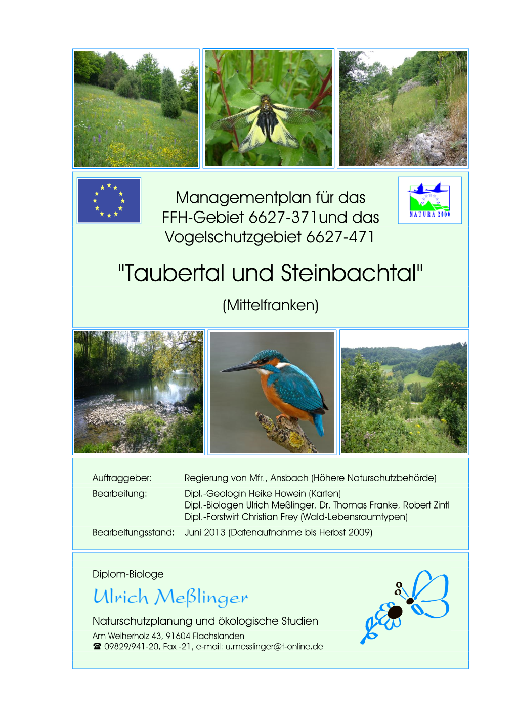 Managementplan Für Das FFH-Gebiet 6627-371 Taubertal Und Steinbachtal