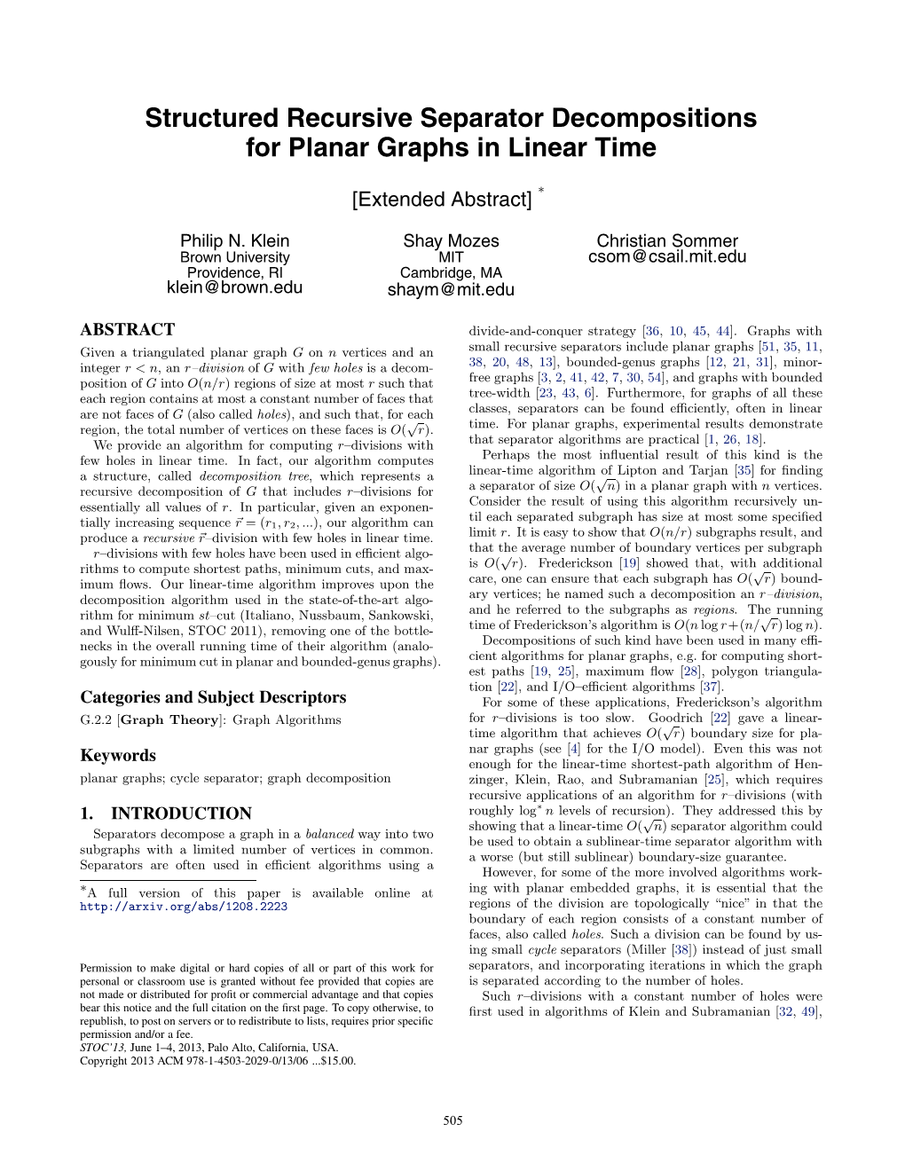 Structured Recursive Separator Decompositions for Planar Graphs in Linear Time