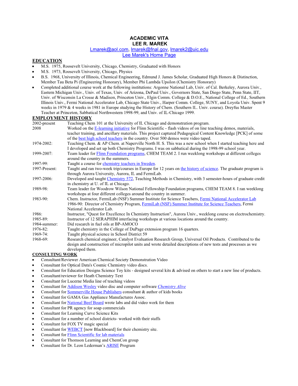 Resume/ Academic Vita