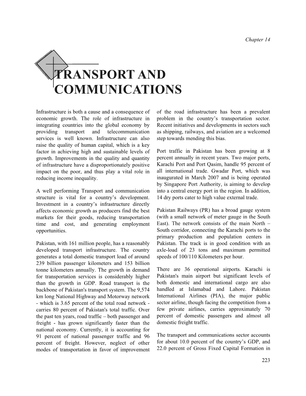 Transport and Communications