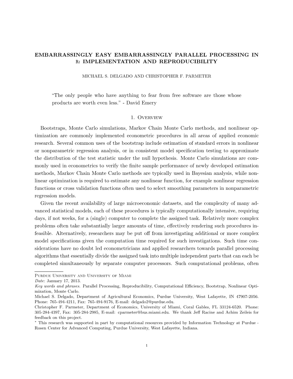 Embarrassingly Easy Embarrassingly Parallel Processing in R: Implementation and Reproducibility