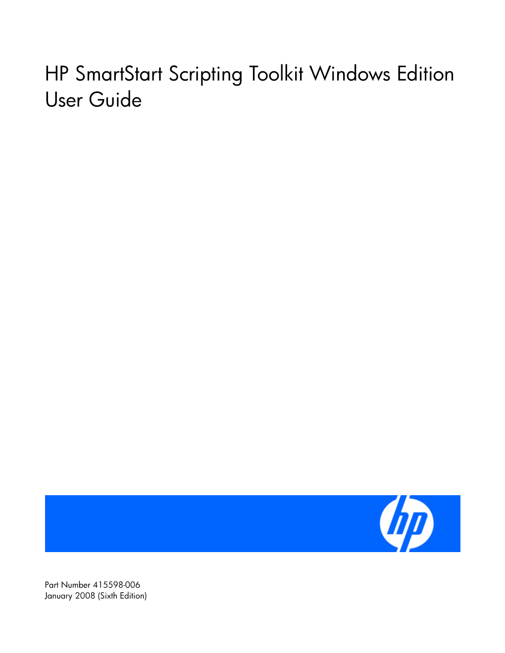 HP Smartstart Scripting Toolkit Windows Edition User Guide