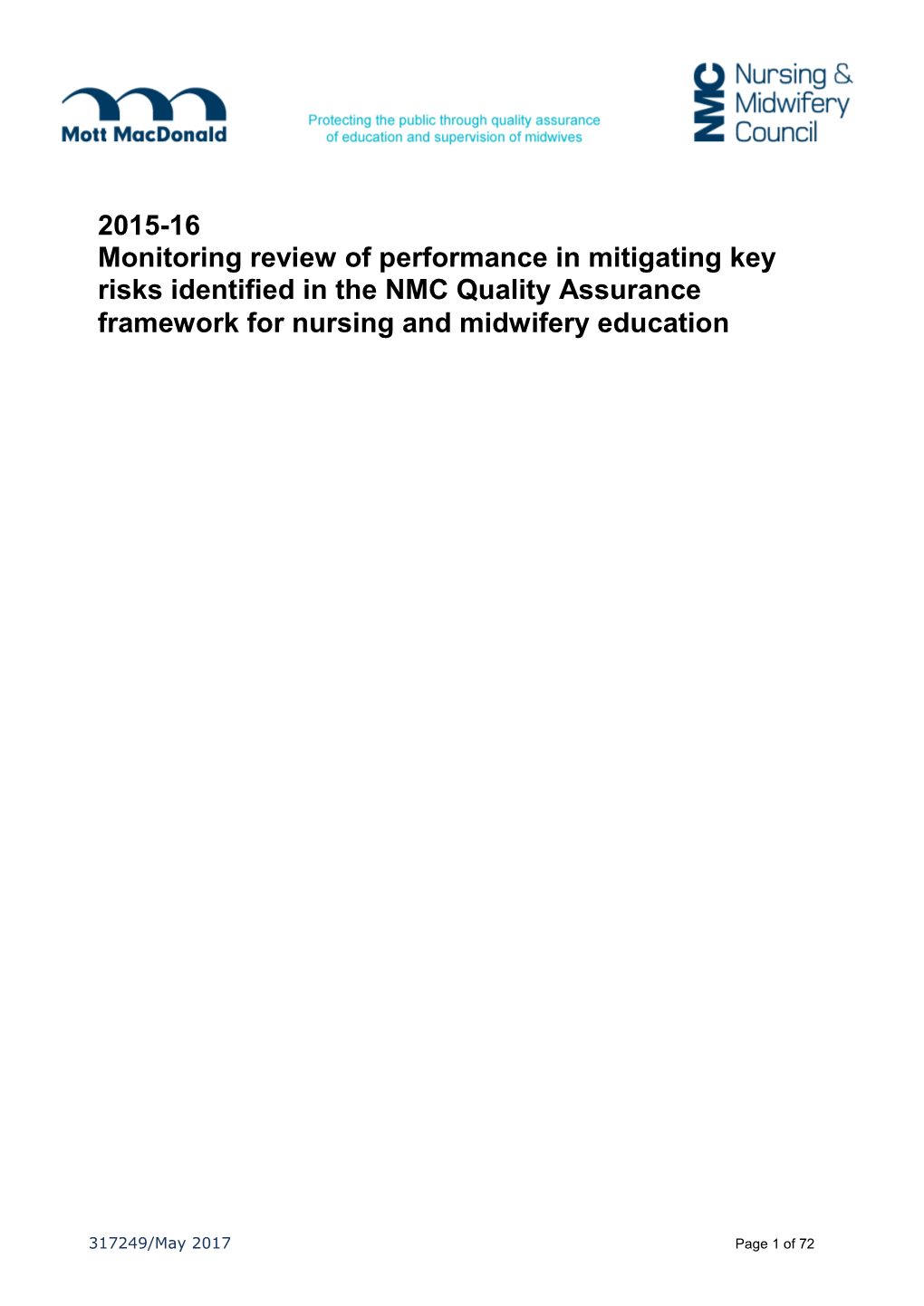 2015-16 Monitoring Review of Performance in Mitigating Key Risks
