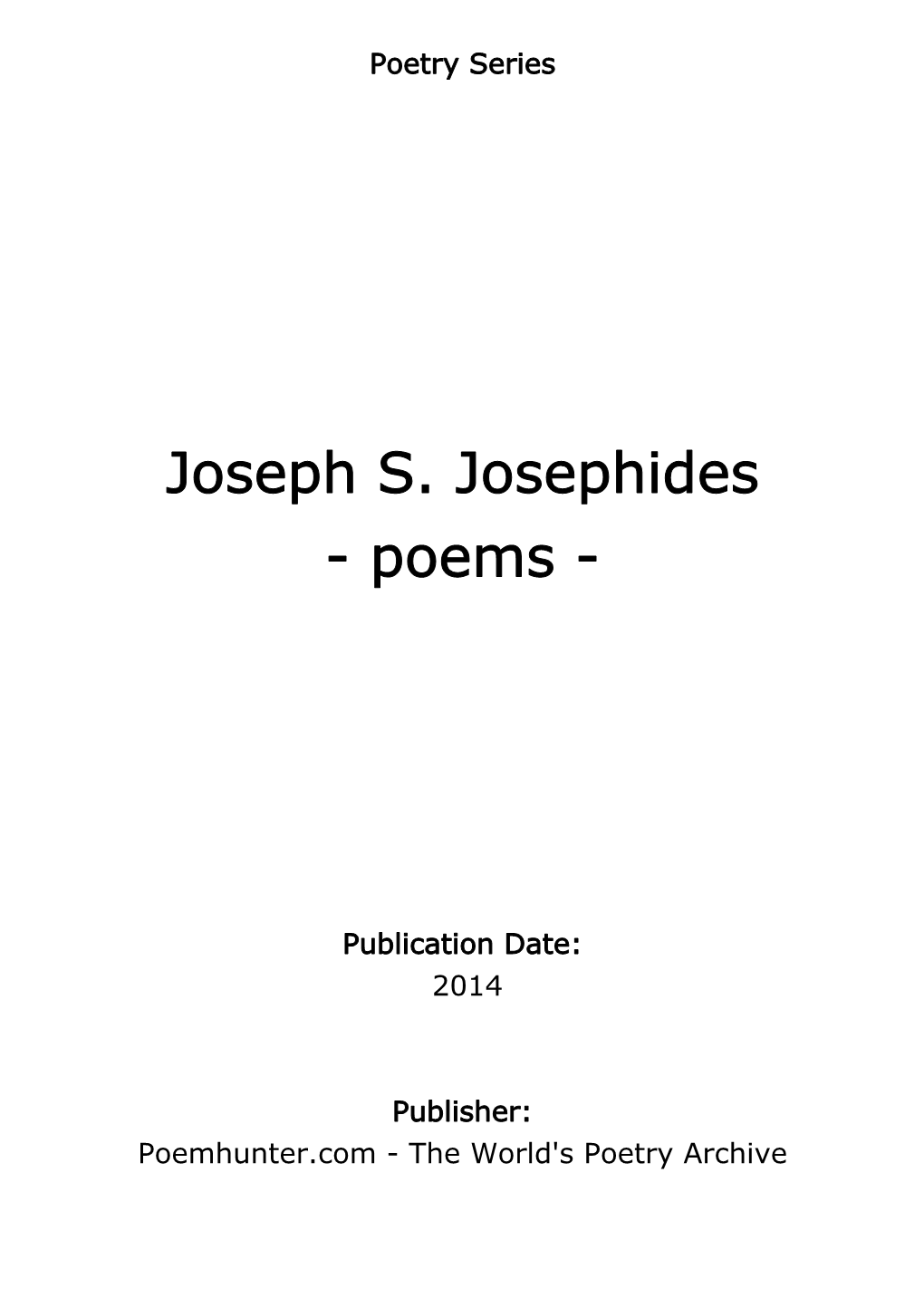 Joseph S. Josephides - Poems