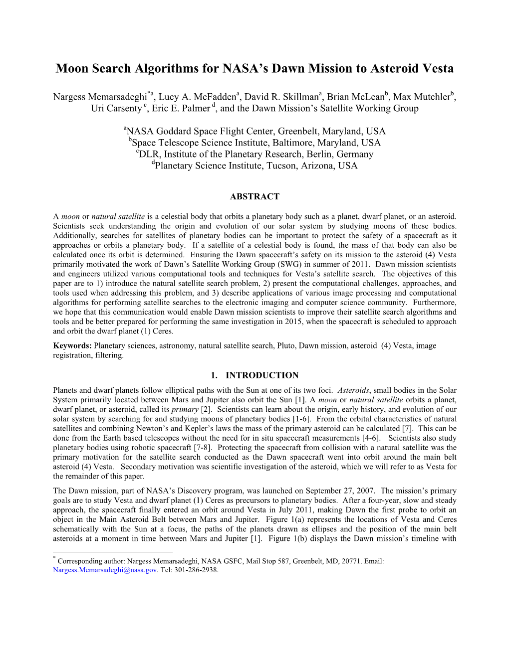 Moon Search Algorithms for NASA's Dawn Mission to Asteroid Vesta