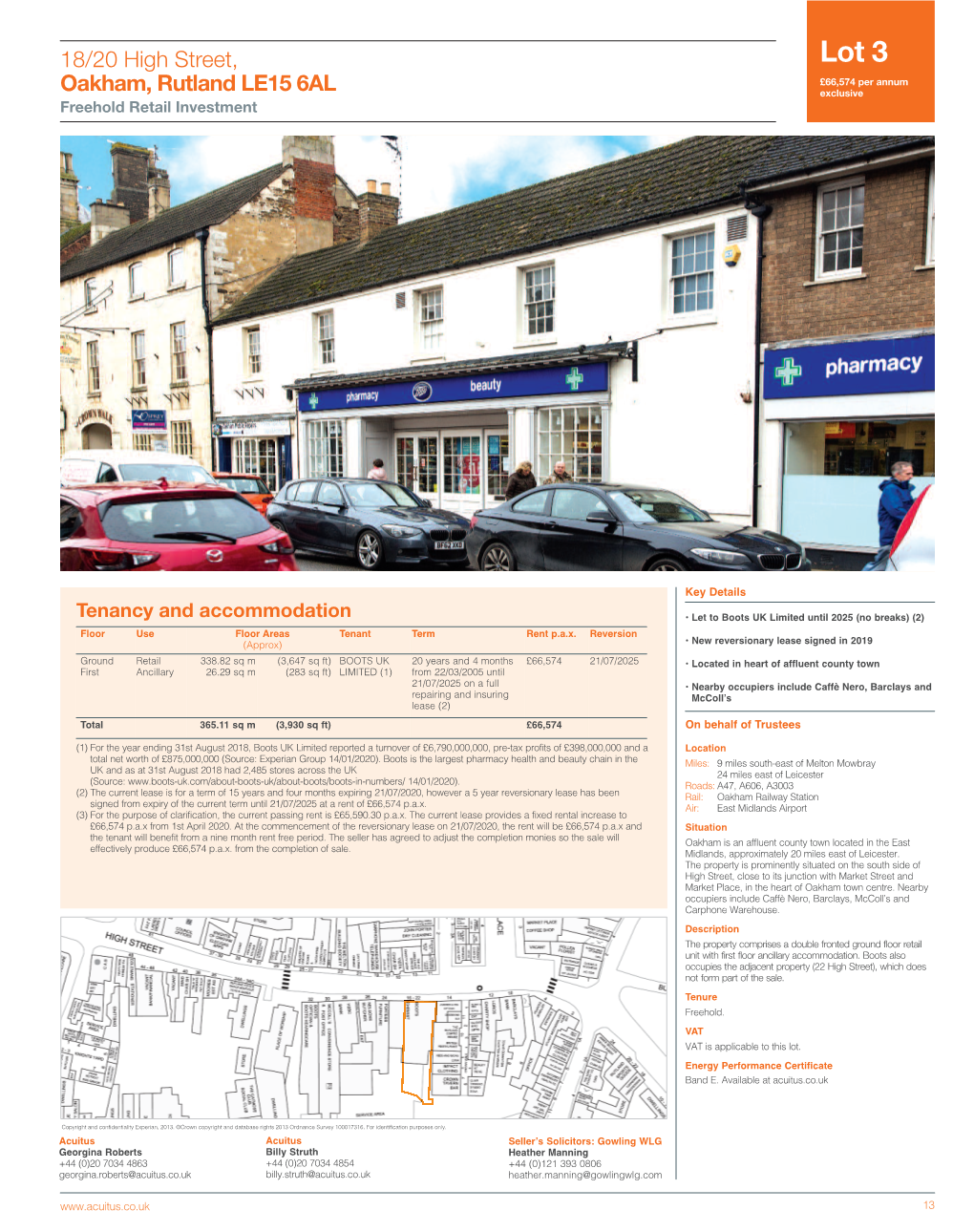 Lot 3 £ 66,574 Per Annum O​ Akham , Rutland LE15 6AL Exclusive Freehold Retail Investment