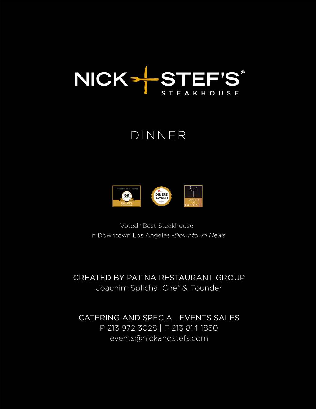 Nick and Stef's Private Event Dinner Menu