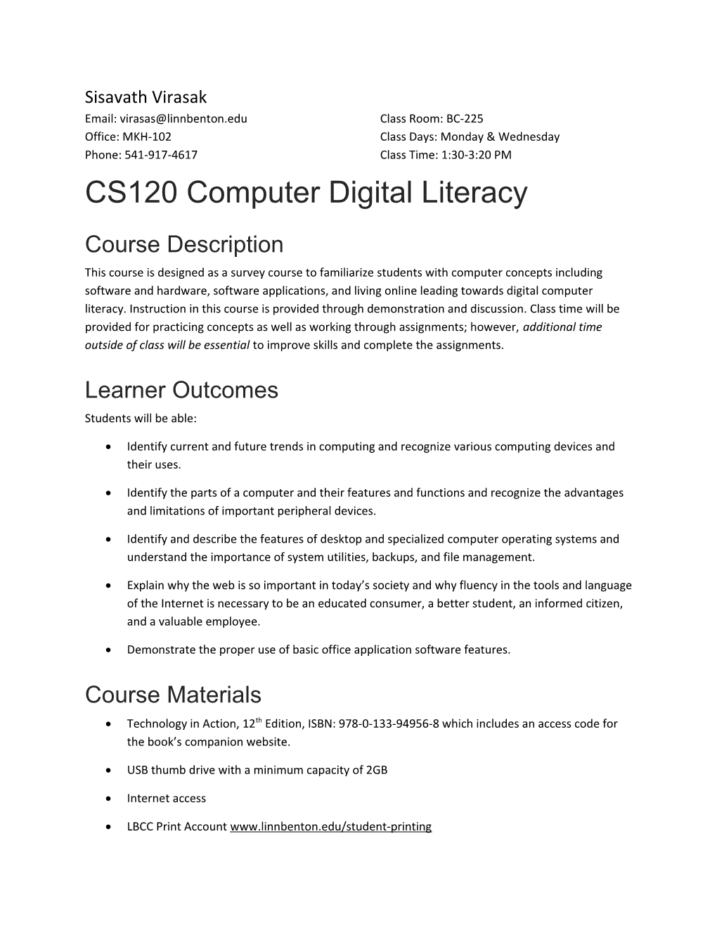 CS120 Computer Digital Literacy