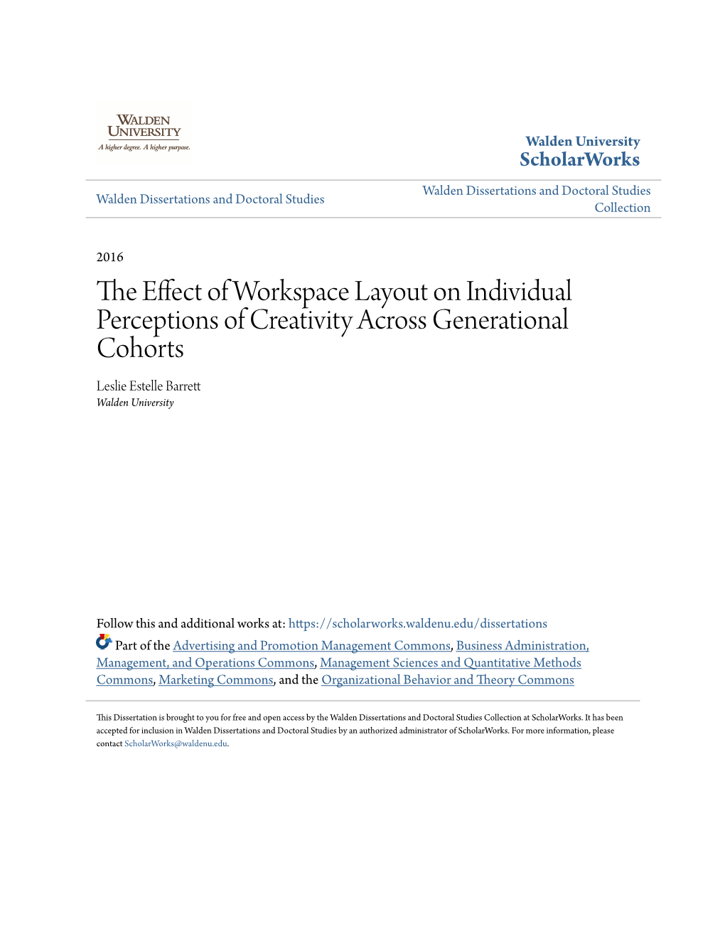 The Effect of Workspace Layout on Individual Perceptions of Creativity Across