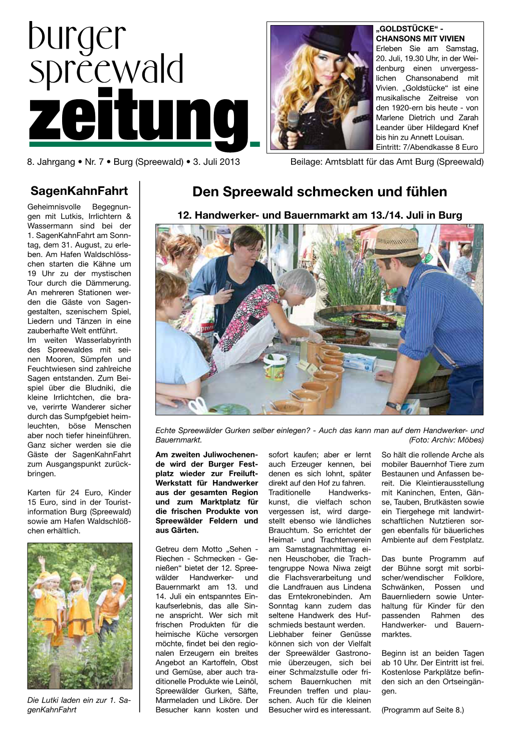 Burger Spreewald-Zeitung Nr. 7/03. Juli 2013