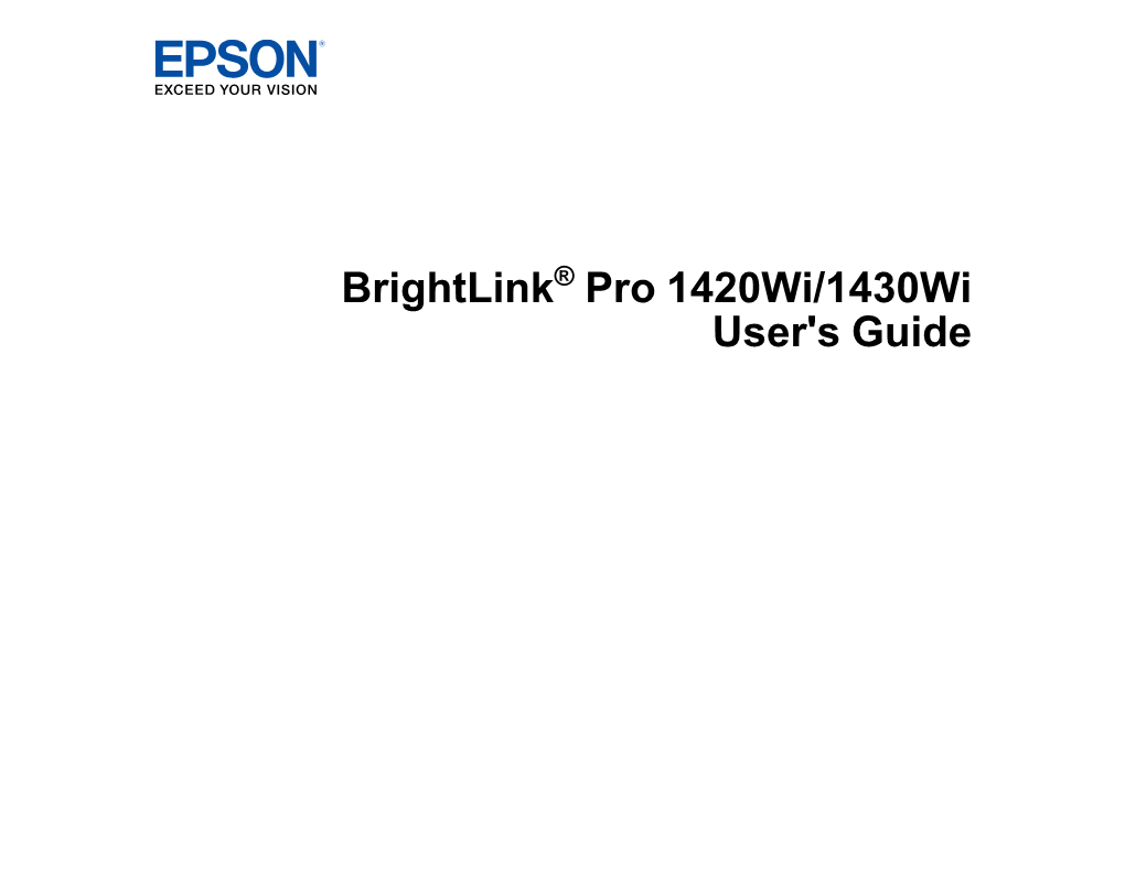 Brightlink Pro 1420Wi/1430Wi User's Guide