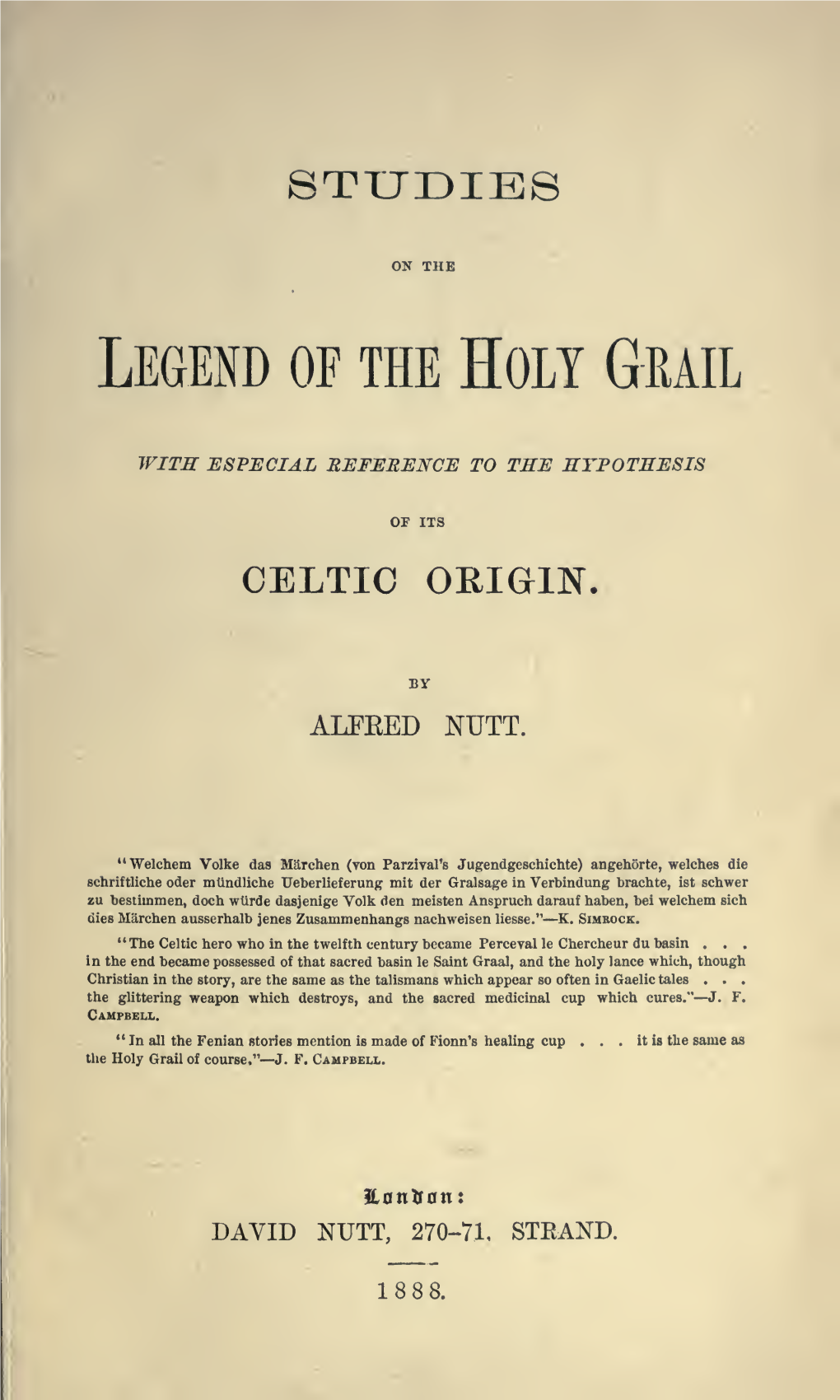 Studies on the Legend of the Holy Grail