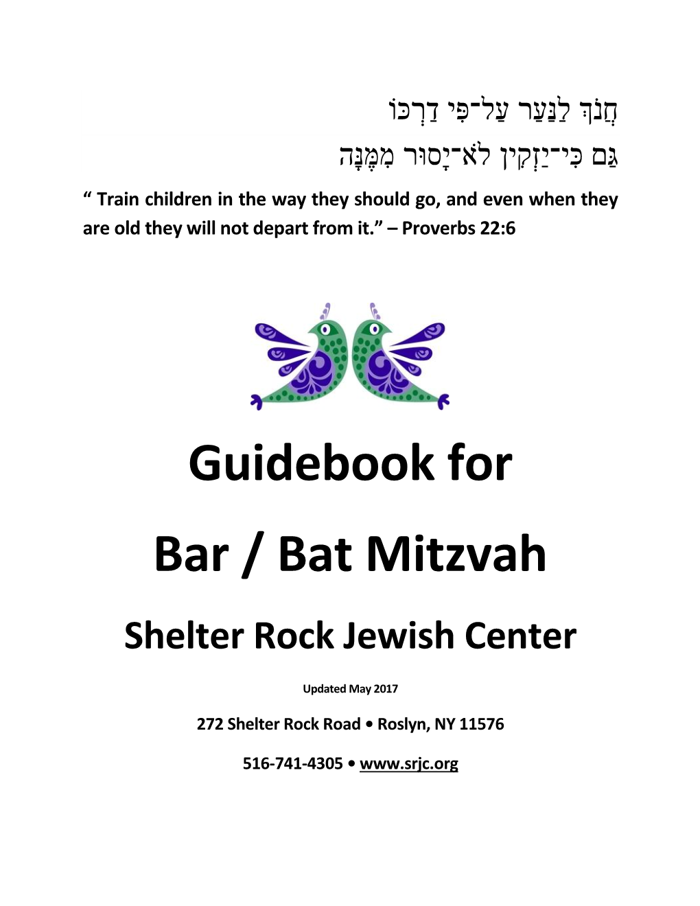Guidebook for Bar / Bat Mitzvah Shelter Rock Jewish Center