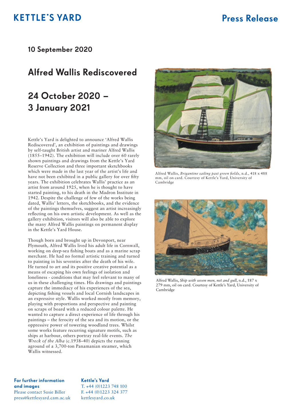 Press Release Alfred Wallis Rediscovered 24