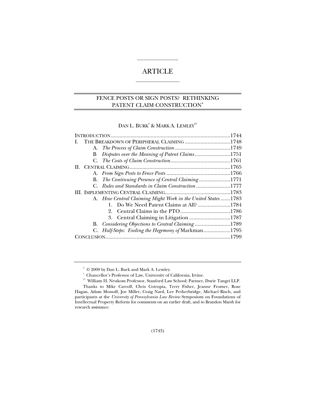 Fence Posts Or Sign Posts? Rethinking Patent Claim Construction